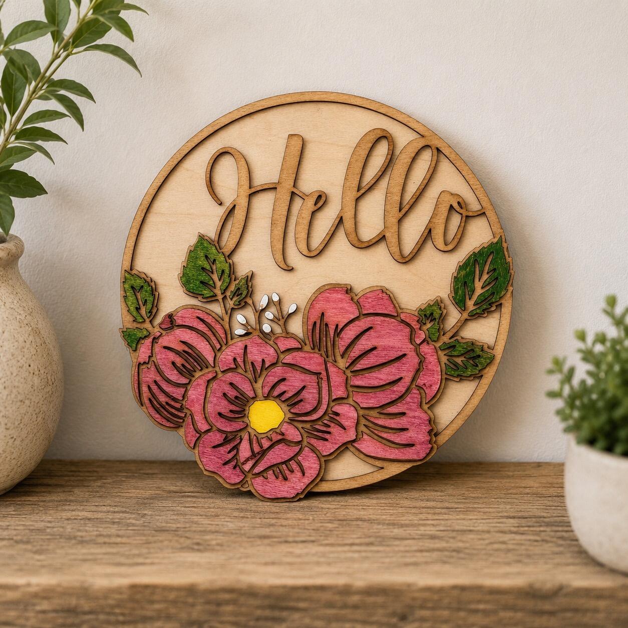 FLORAL WALL PLAQUE WELCOME SIGN