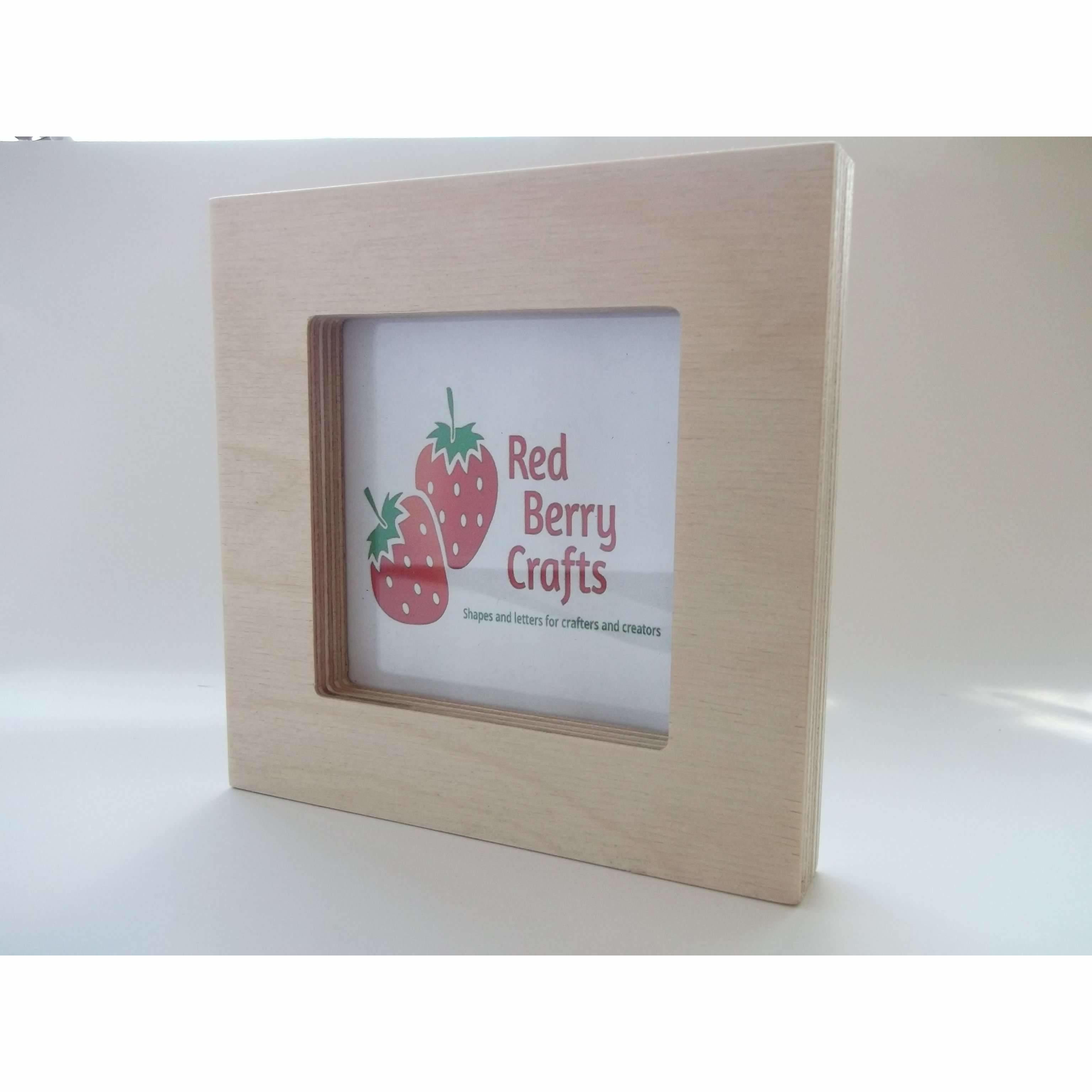 Red Berry Crafts Ltd:Wooden Block 13cm x 13cm Photo Frame
