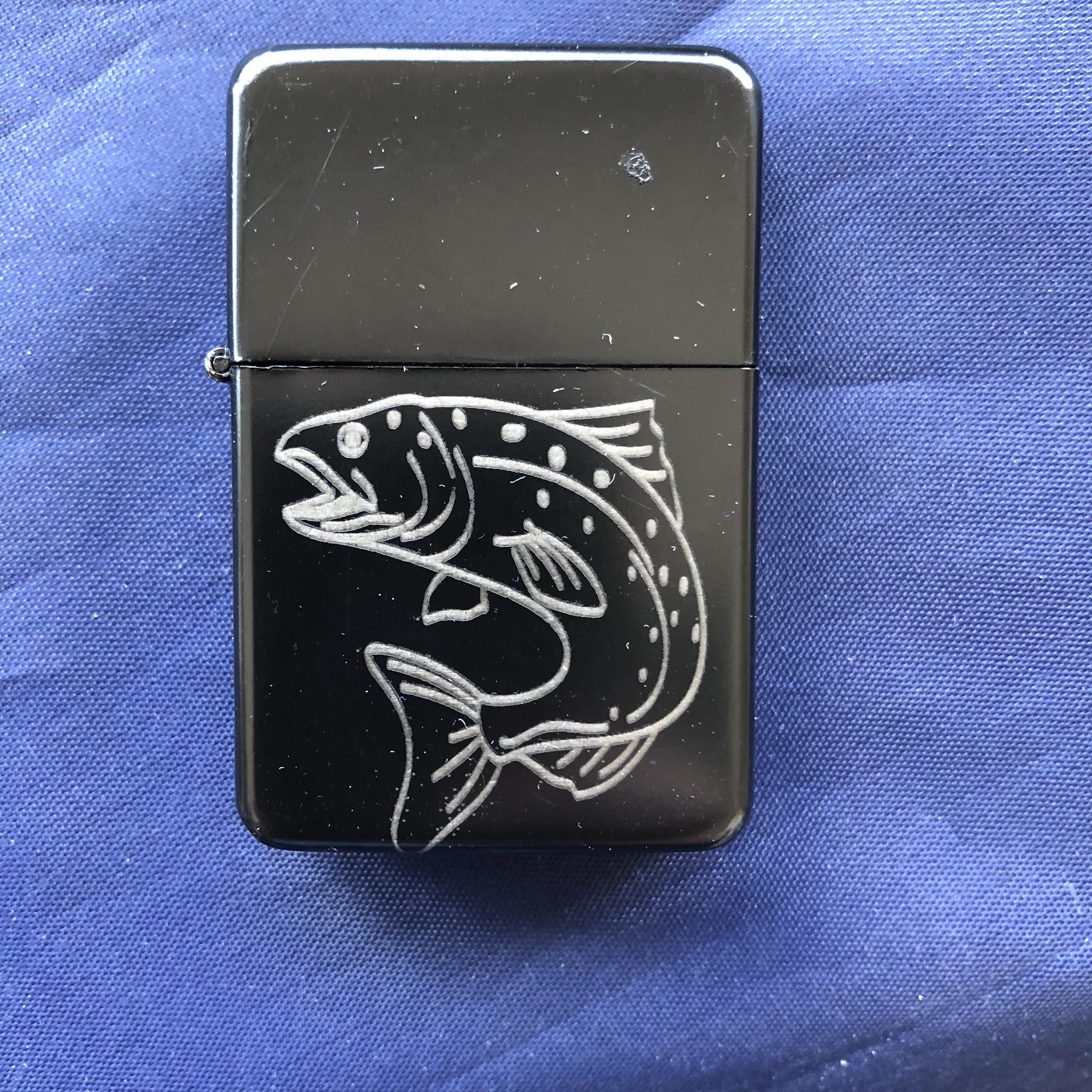 Red Berry Crafts: Carp fish engraved steel lighter