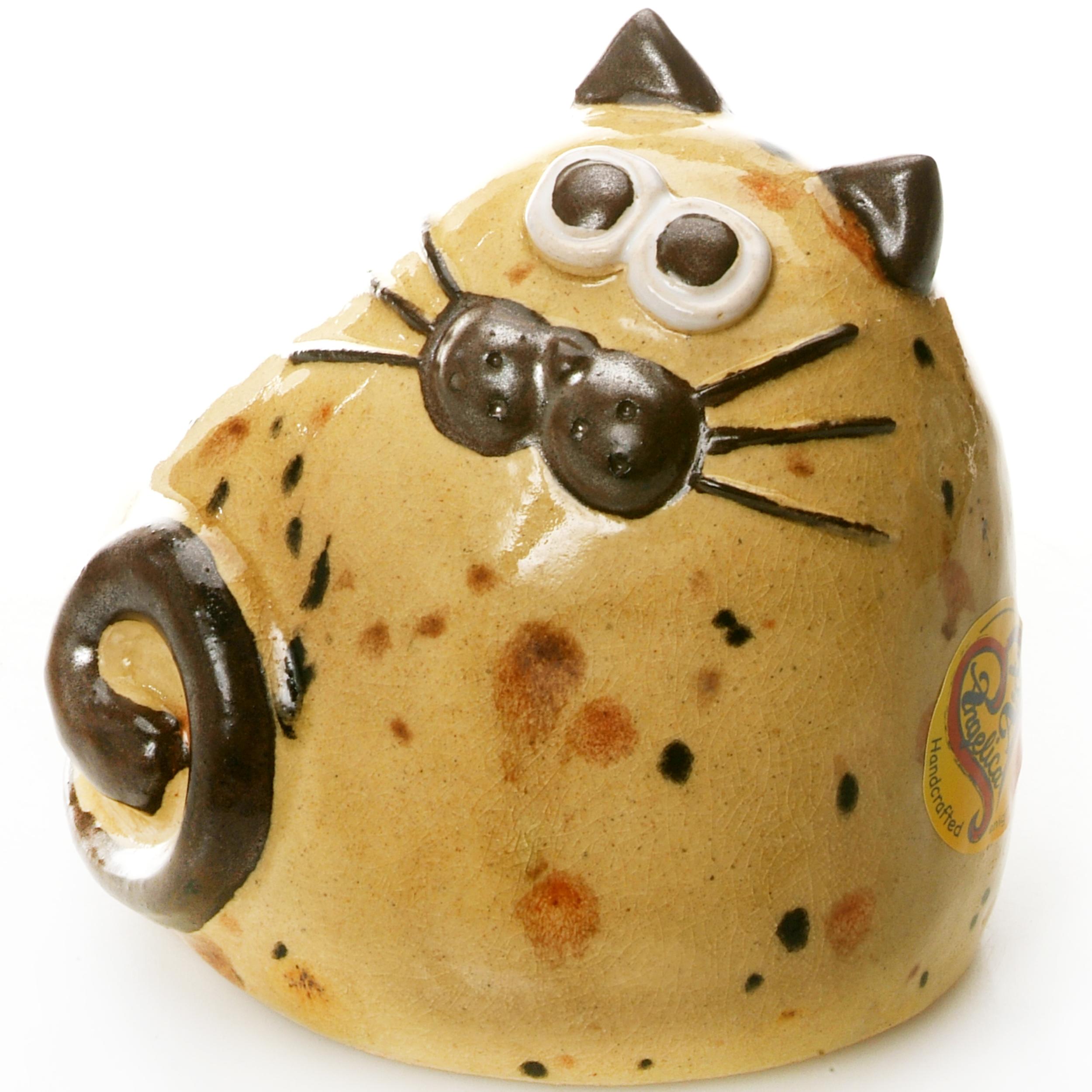 Ceramic Chubby Cat Ornament | Mustard