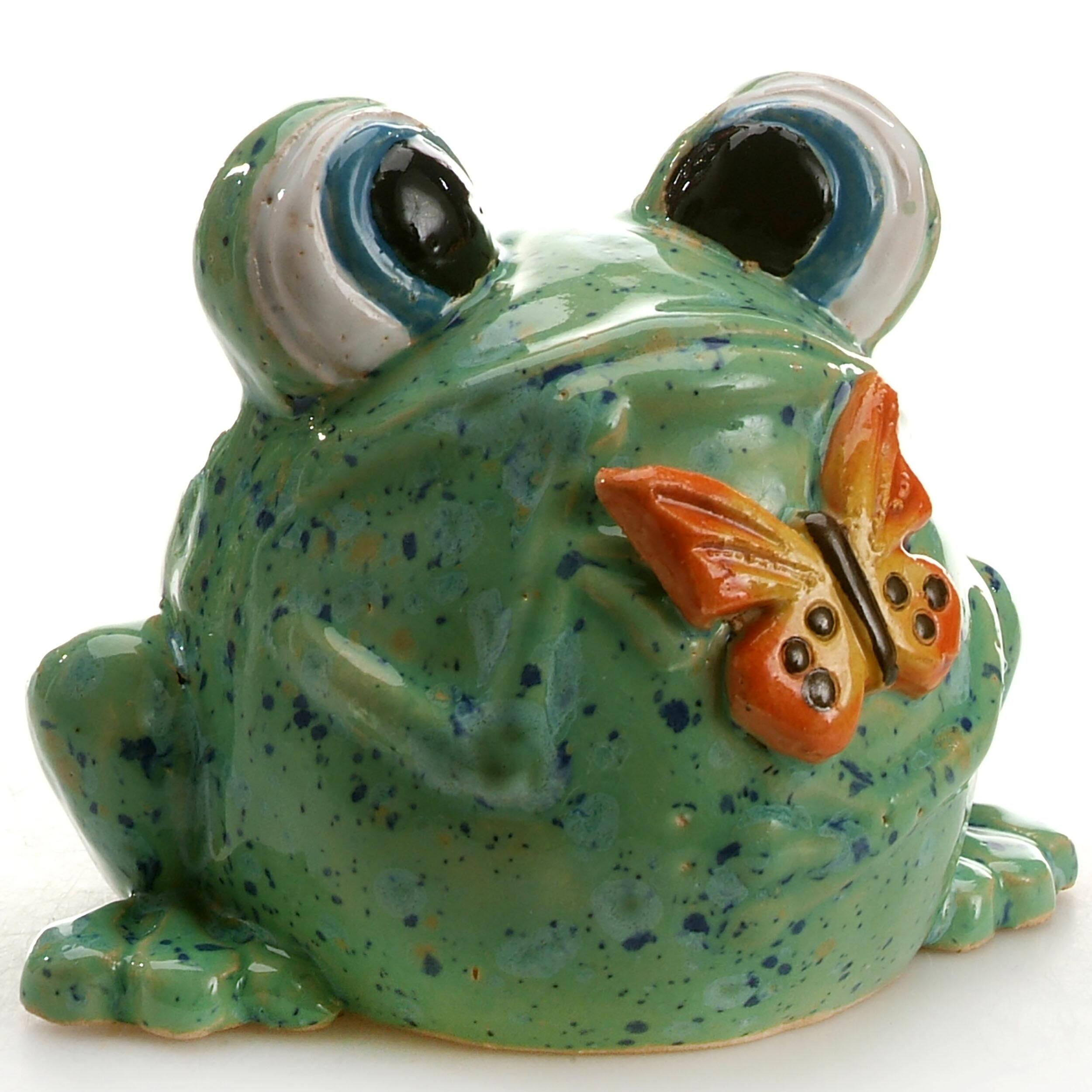 Quirky Googly Eyed Frog with Butterfly | Mint Turquoise