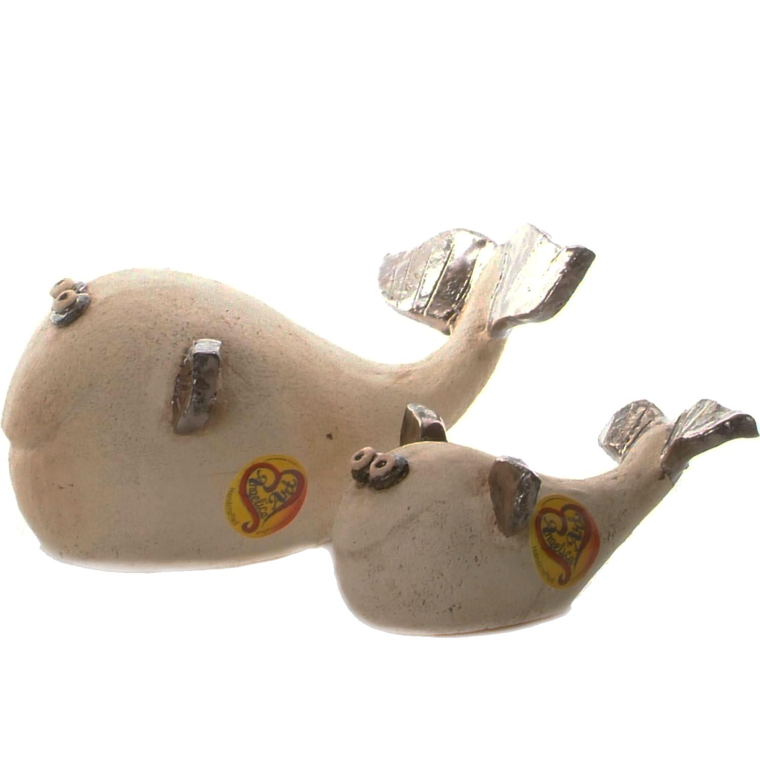 Ceramic Smiling Whale | Quirky Whale Ornament | Mini Coastal Decor | Cute Nautical Pottery Gift