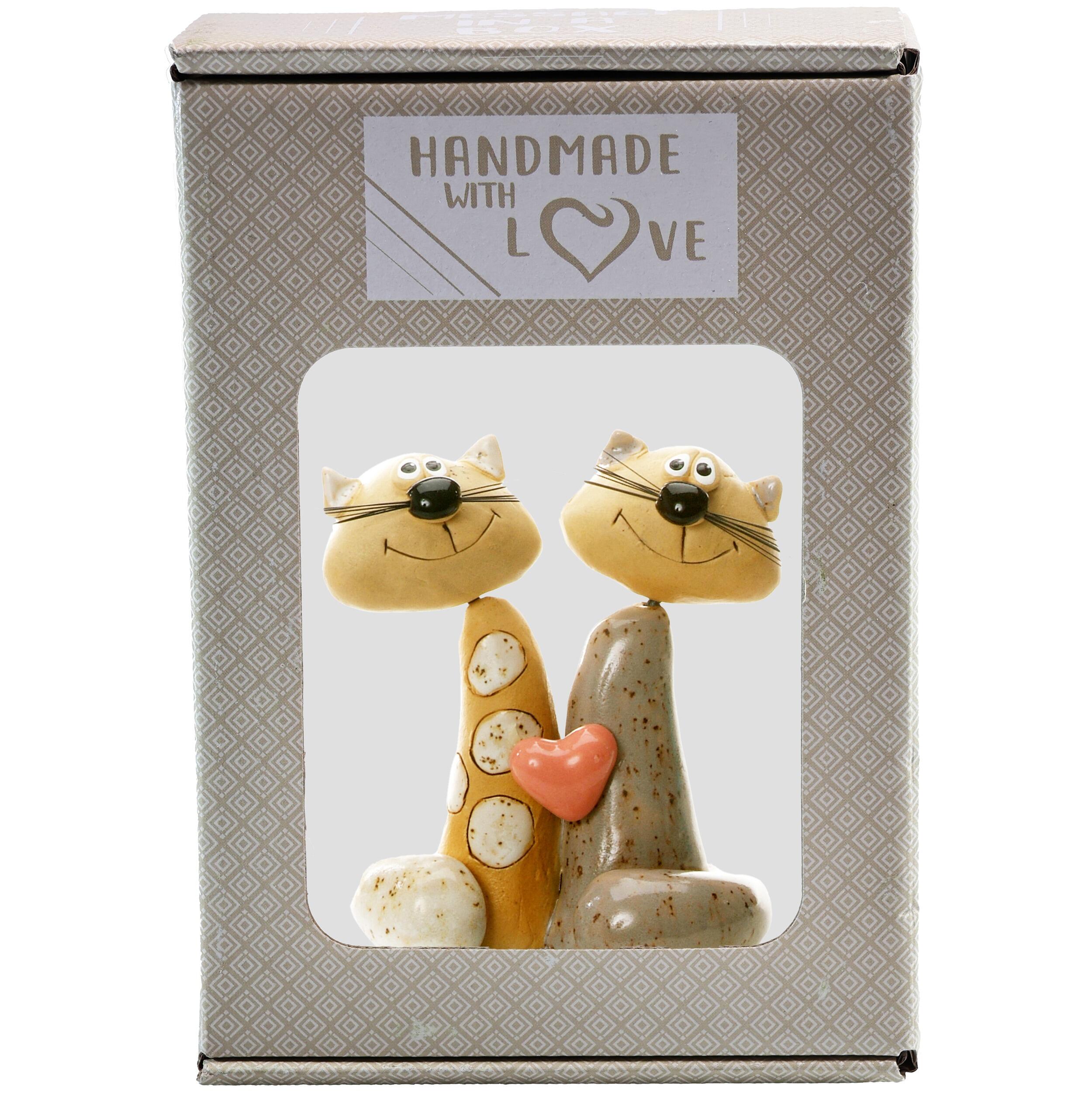 Magical Cat Couple Grey and White with Pink Heart | Loving Couple