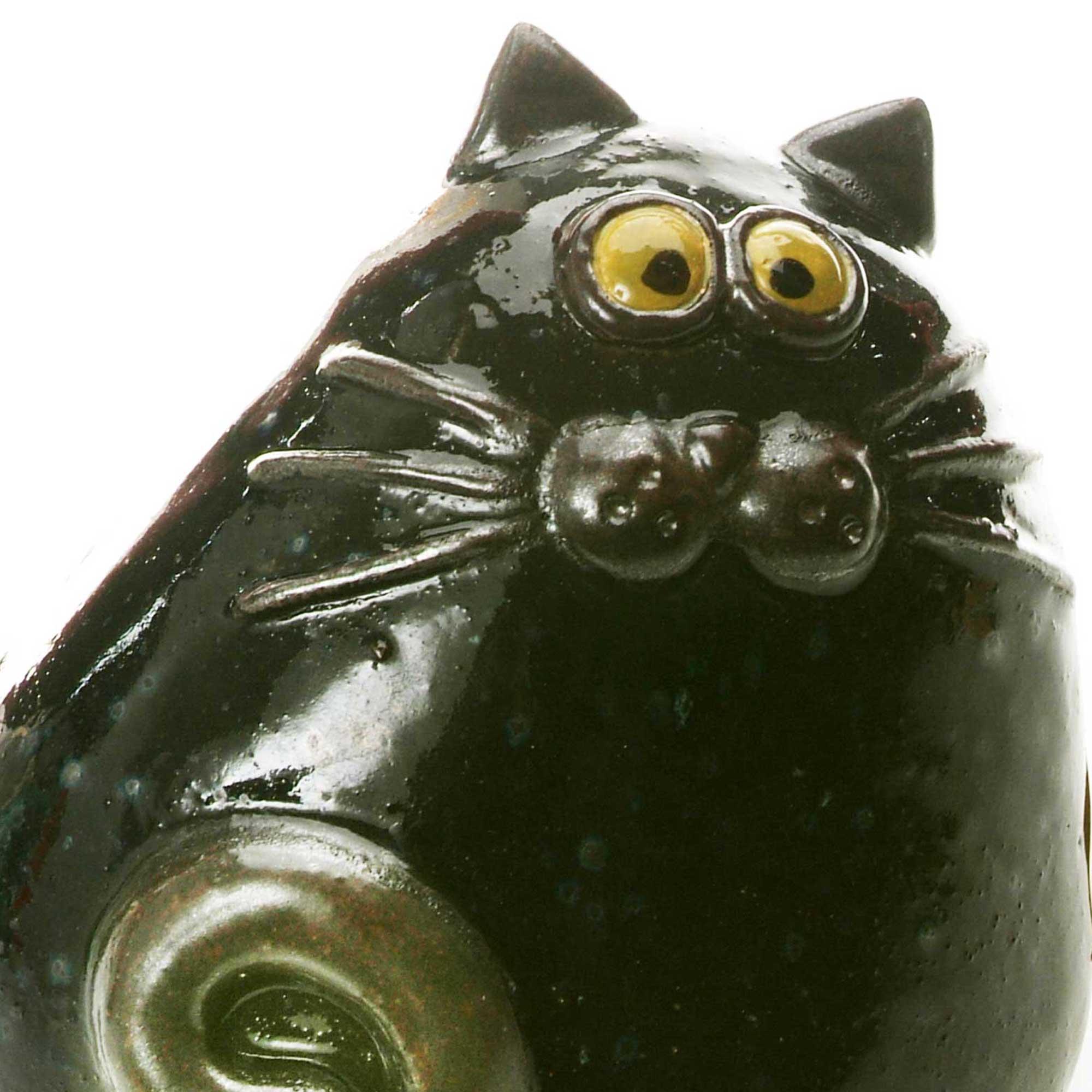 Ceramic Chubby Cat Ornament | Black