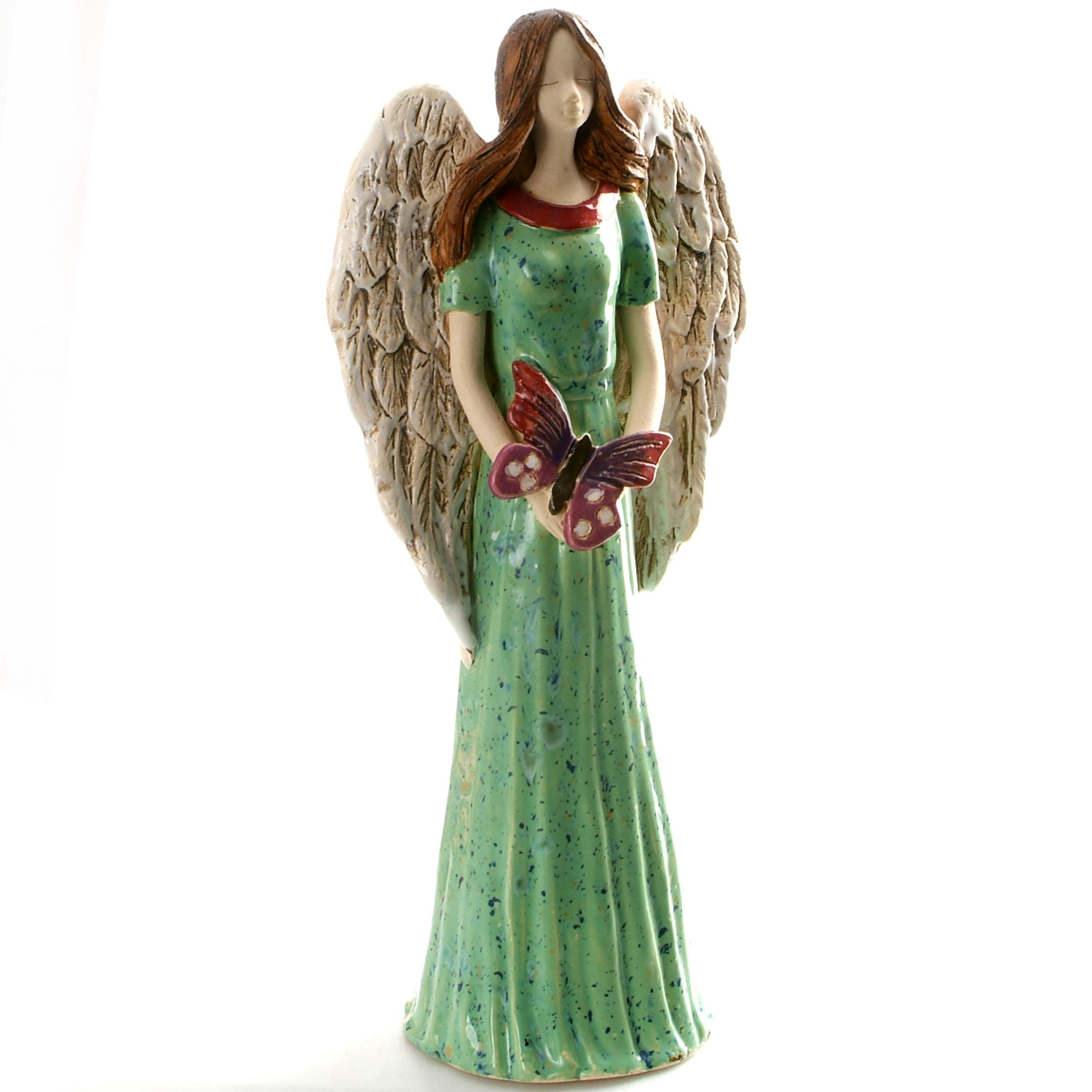 Medium Size Angel with Flowers | Turquoise