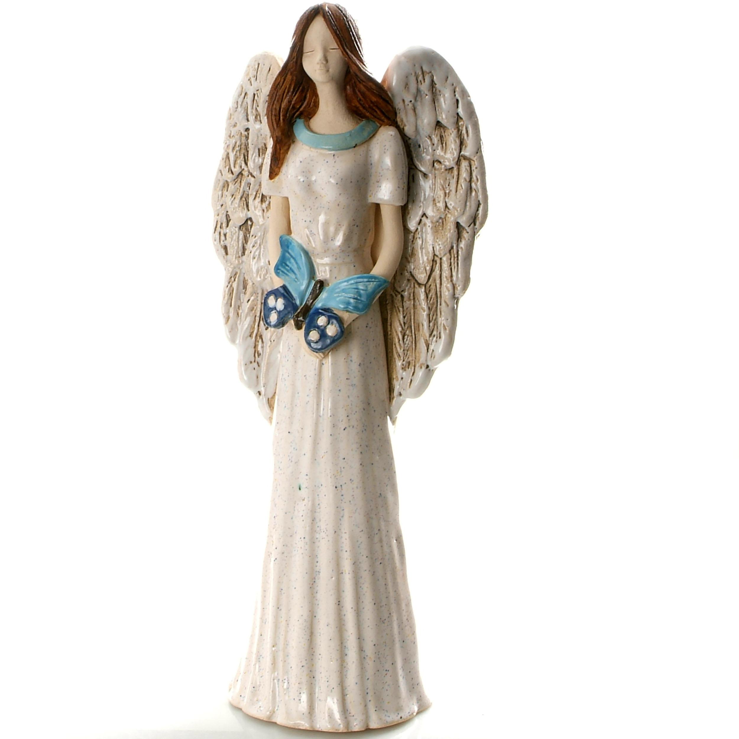 Medium Size Angel with Flowers | White