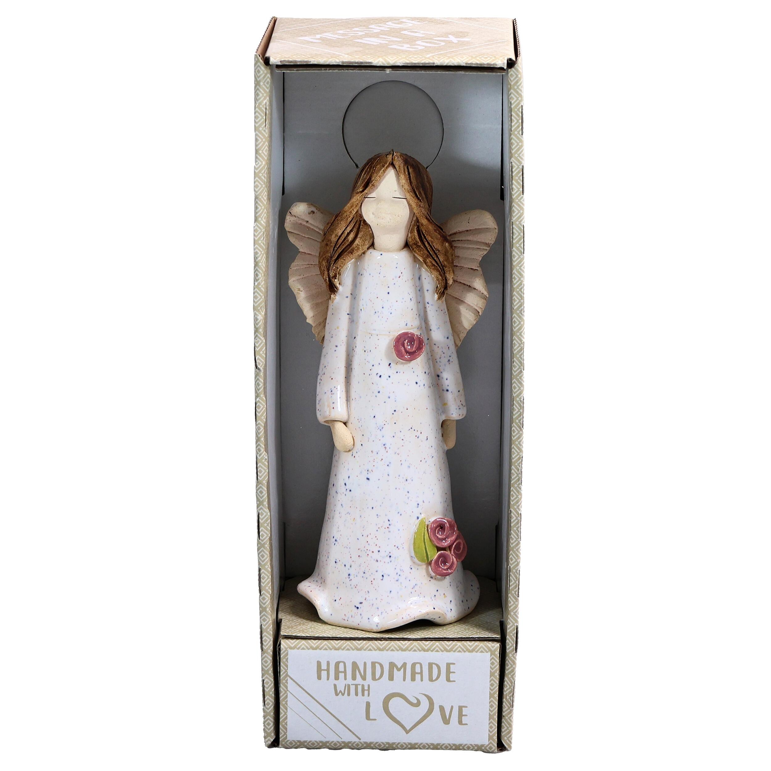 Angel Figurine in White with Roses | Angel of Well-being