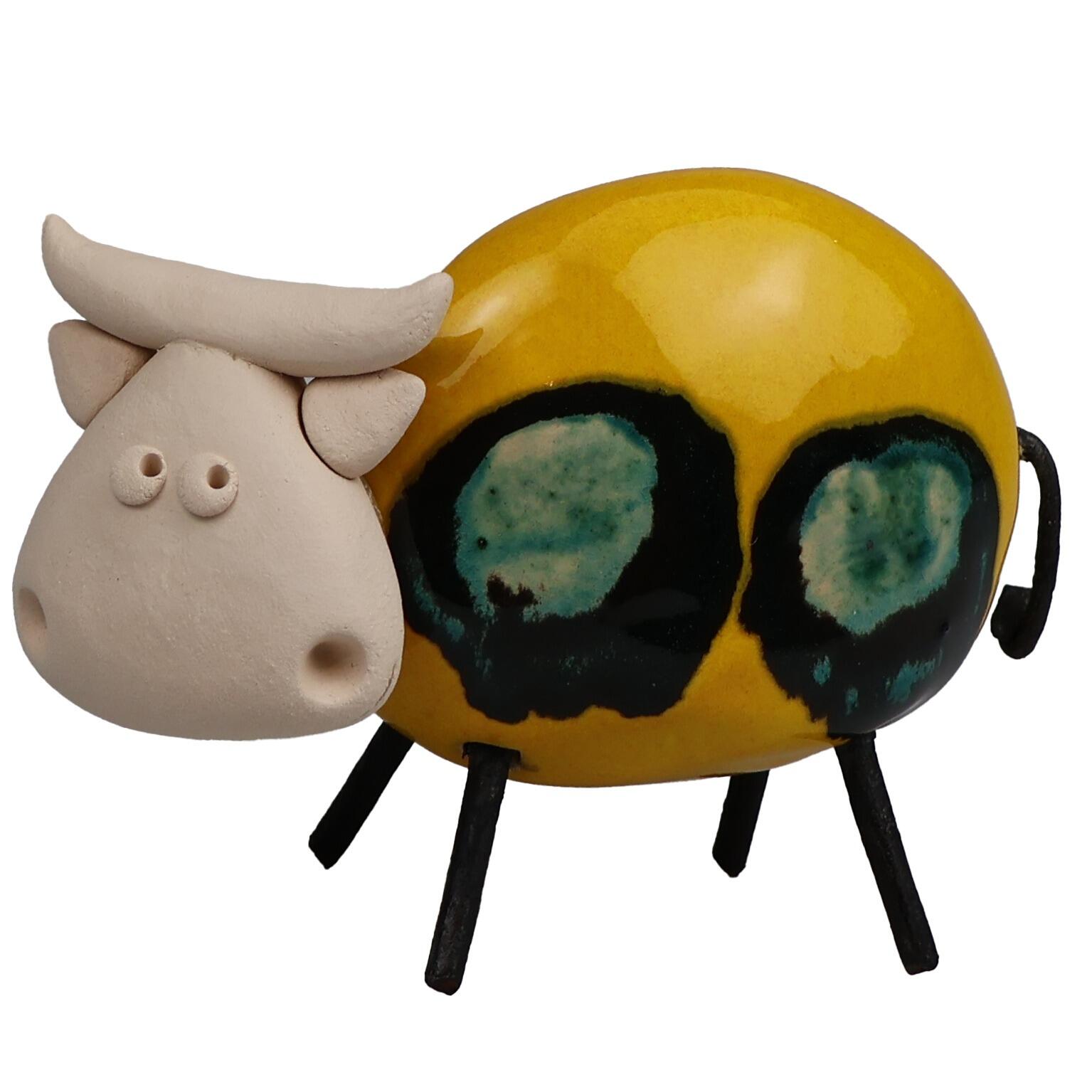 Happy Cow with Metal Legs Ornament | Various Colours