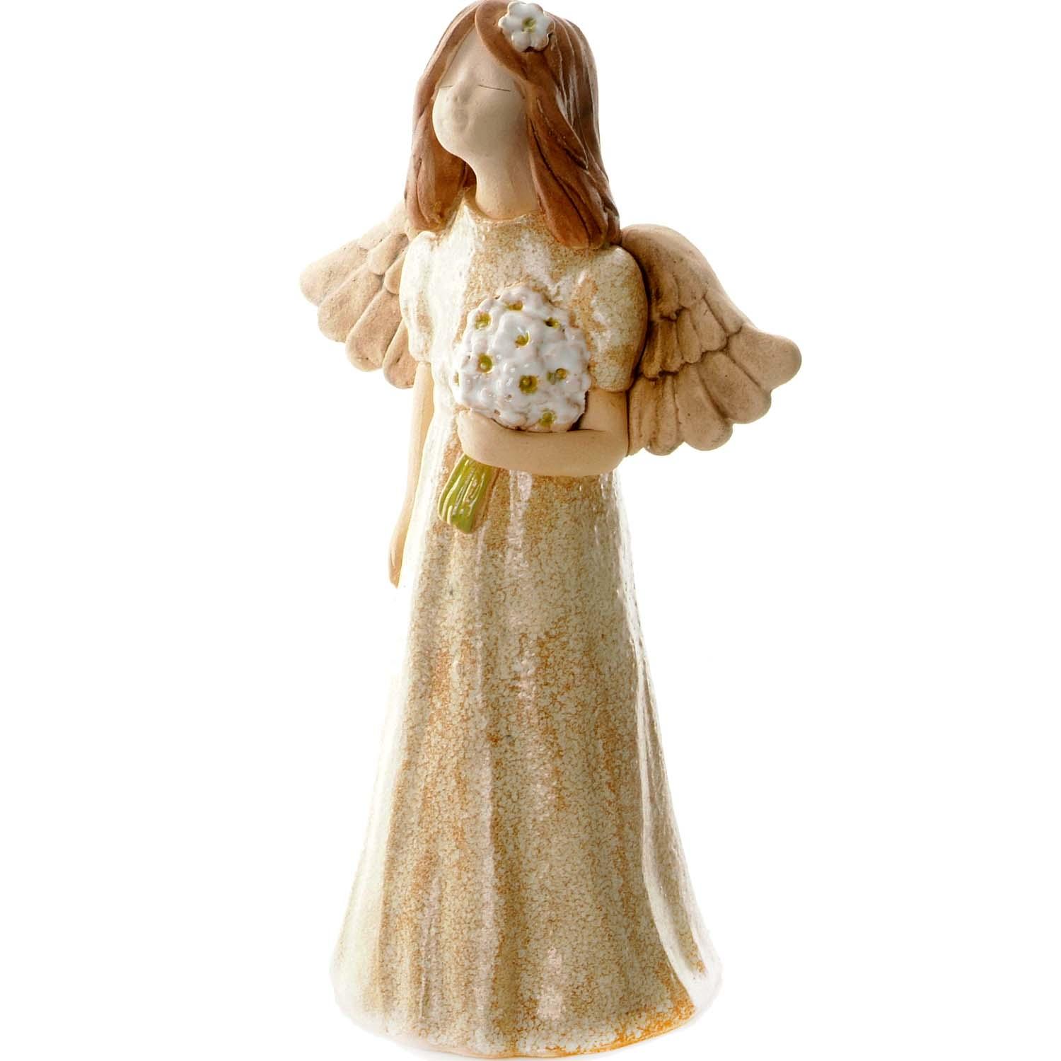 Joyful Ceramic Angel Figurine in Turquoise