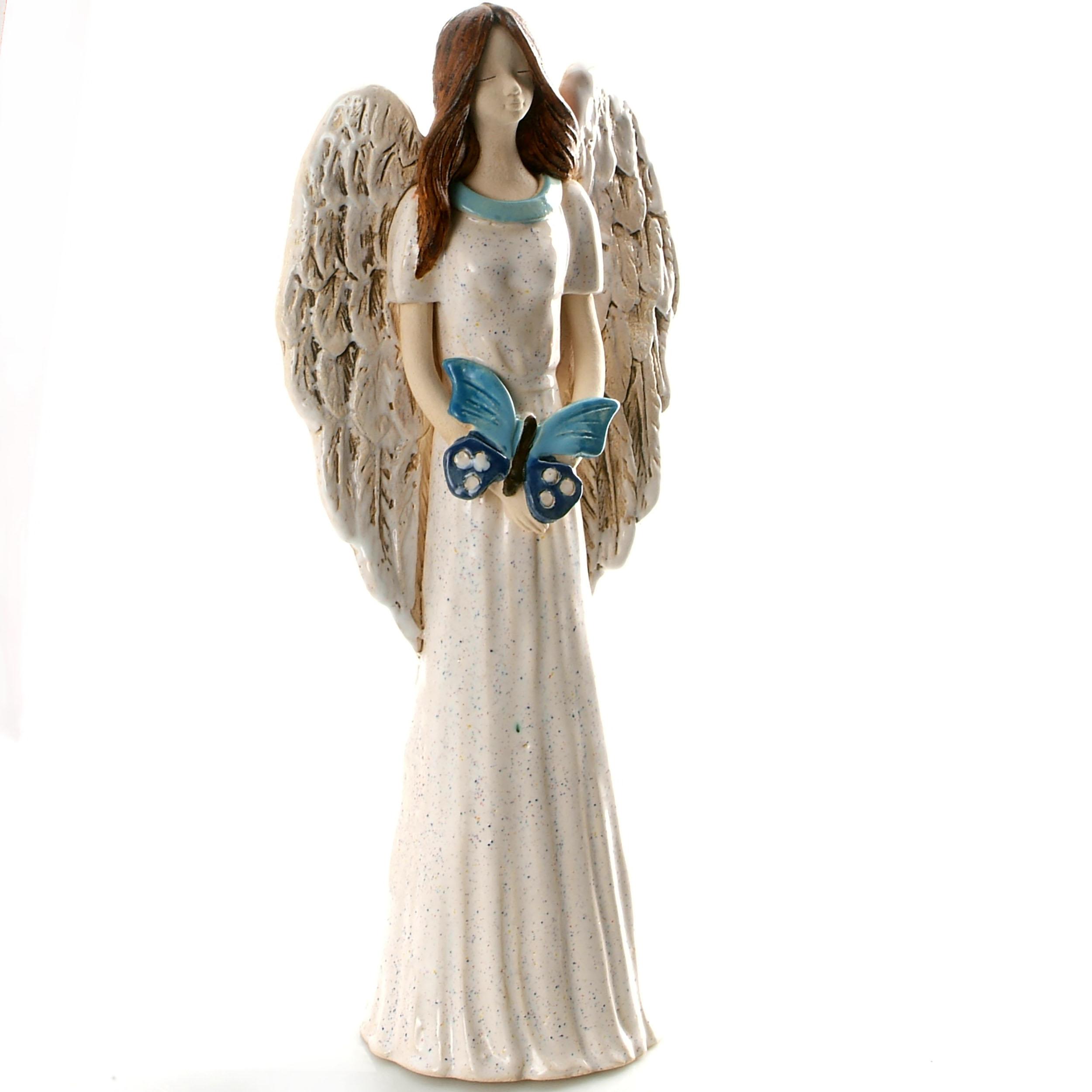 Medium Size Angel with Flowers | White