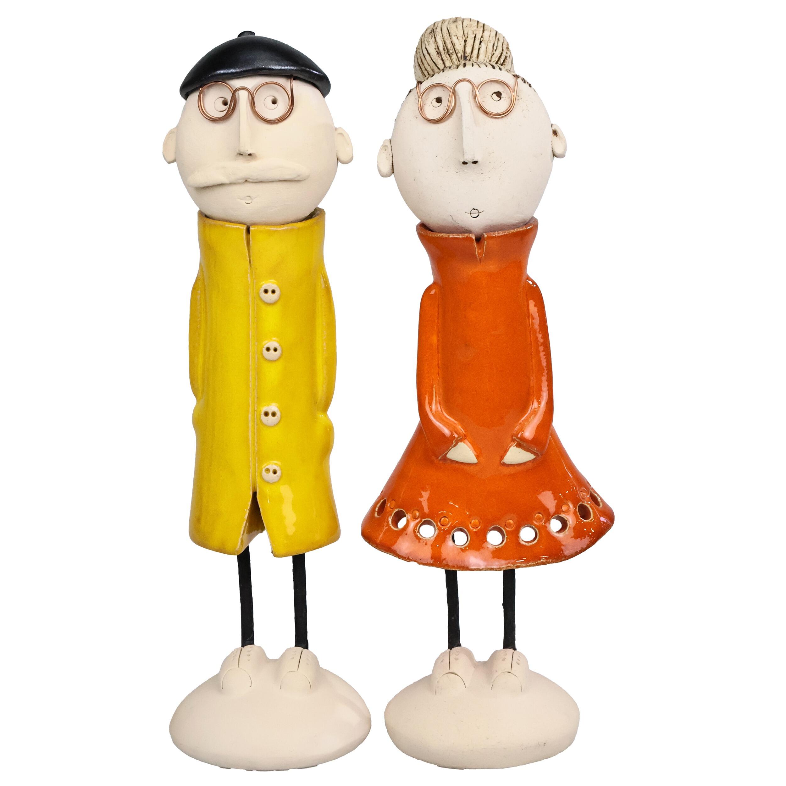 Handmade Ceramic Quirky Couple | Male & Female Figurines Gift