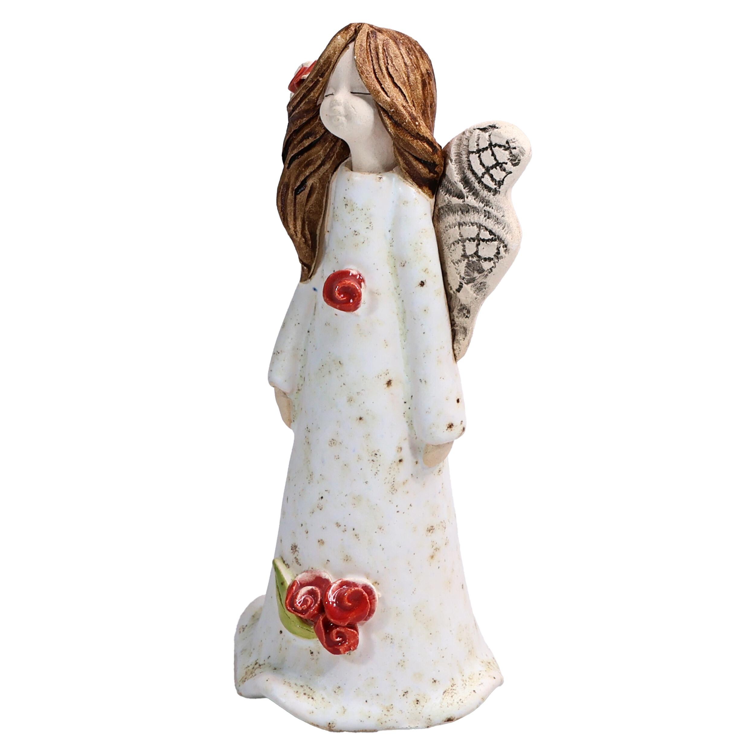 Angel Figurine with Red Roses | Angel of Wellbeing