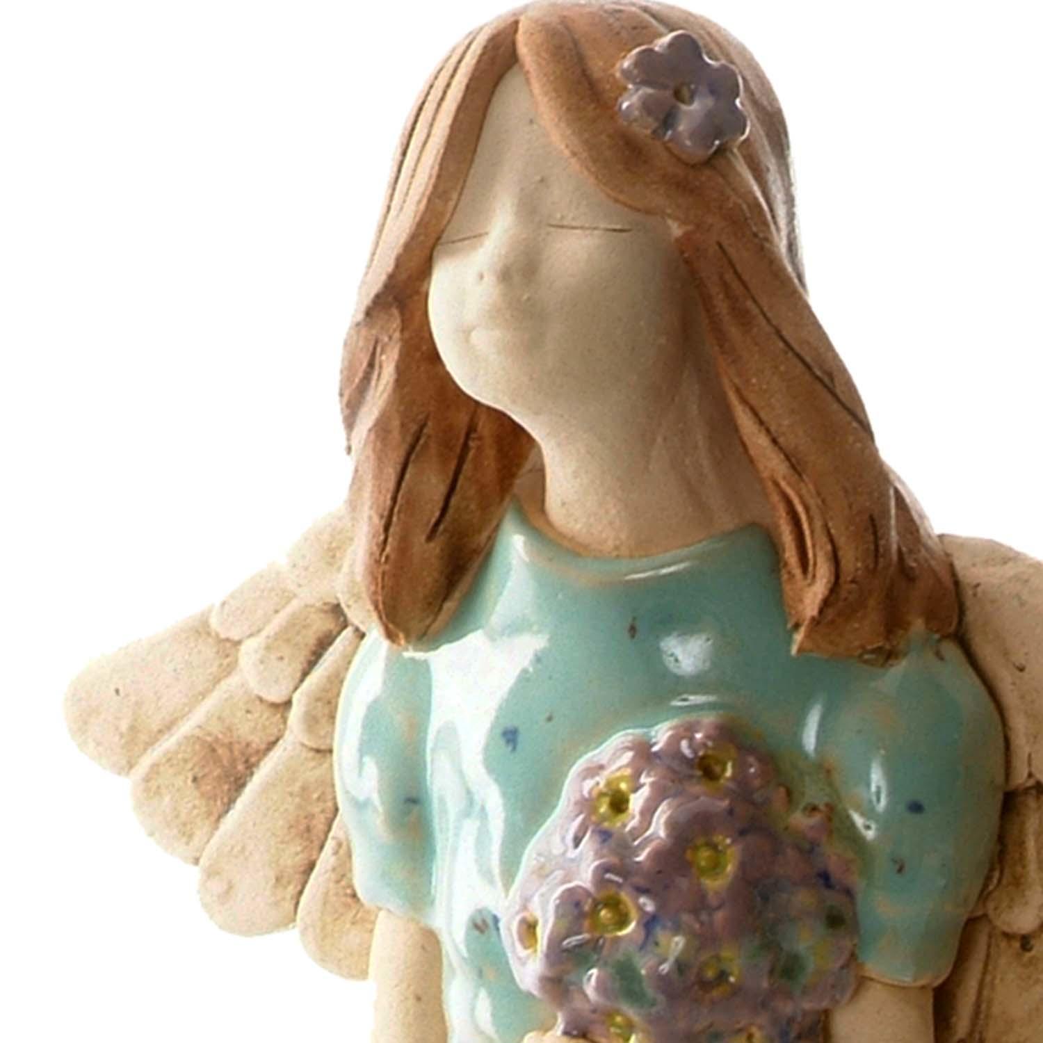 Joyful Ceramic Angel Figurine in Turquoise