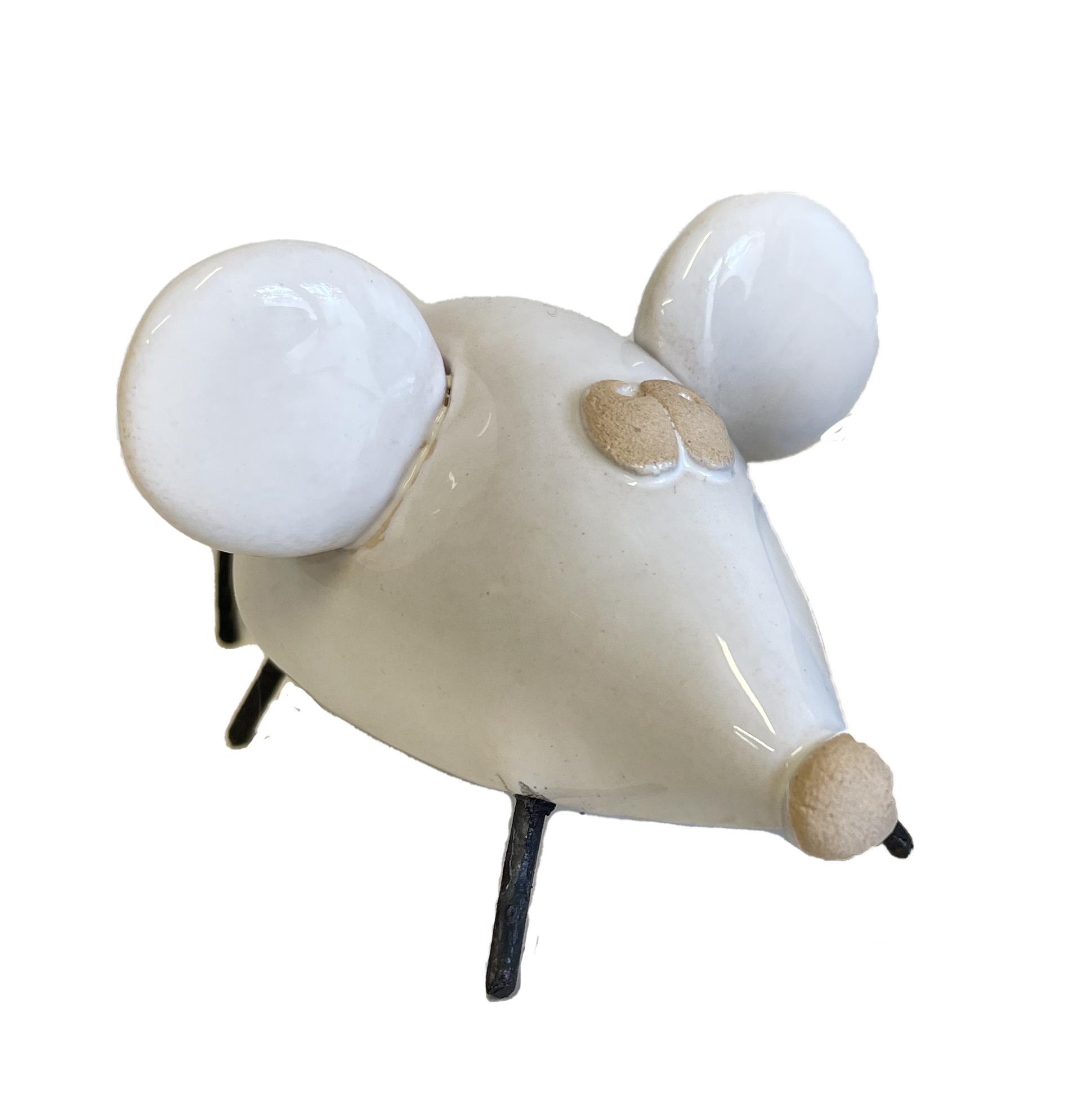 Handmade Cute Mouse Figurine crafted from ceramic with playful wire legs, available in 8 vibrant color variations for a charming addition to any collection