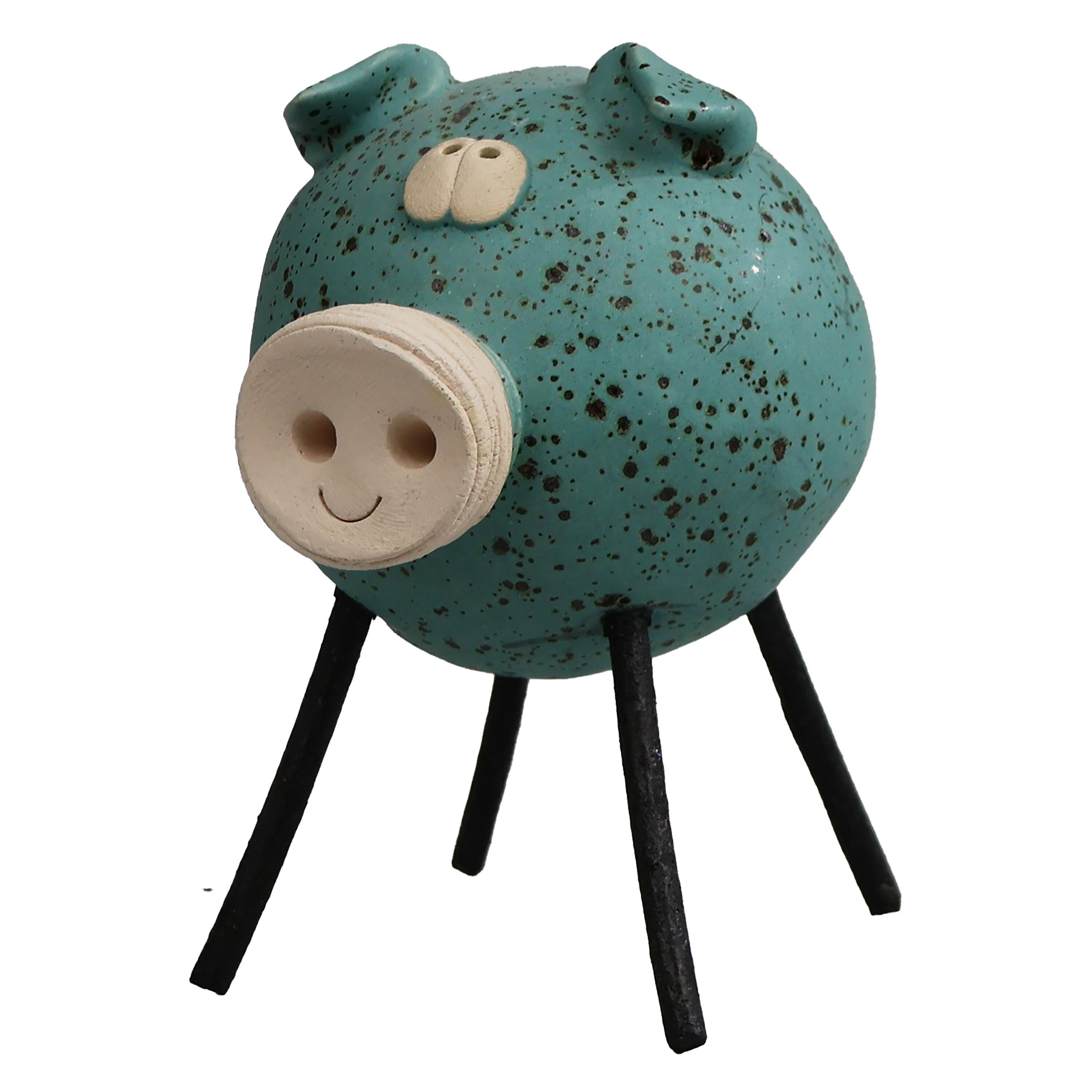 Rounded Piglet with Wire Legs Figurine | Various Colours