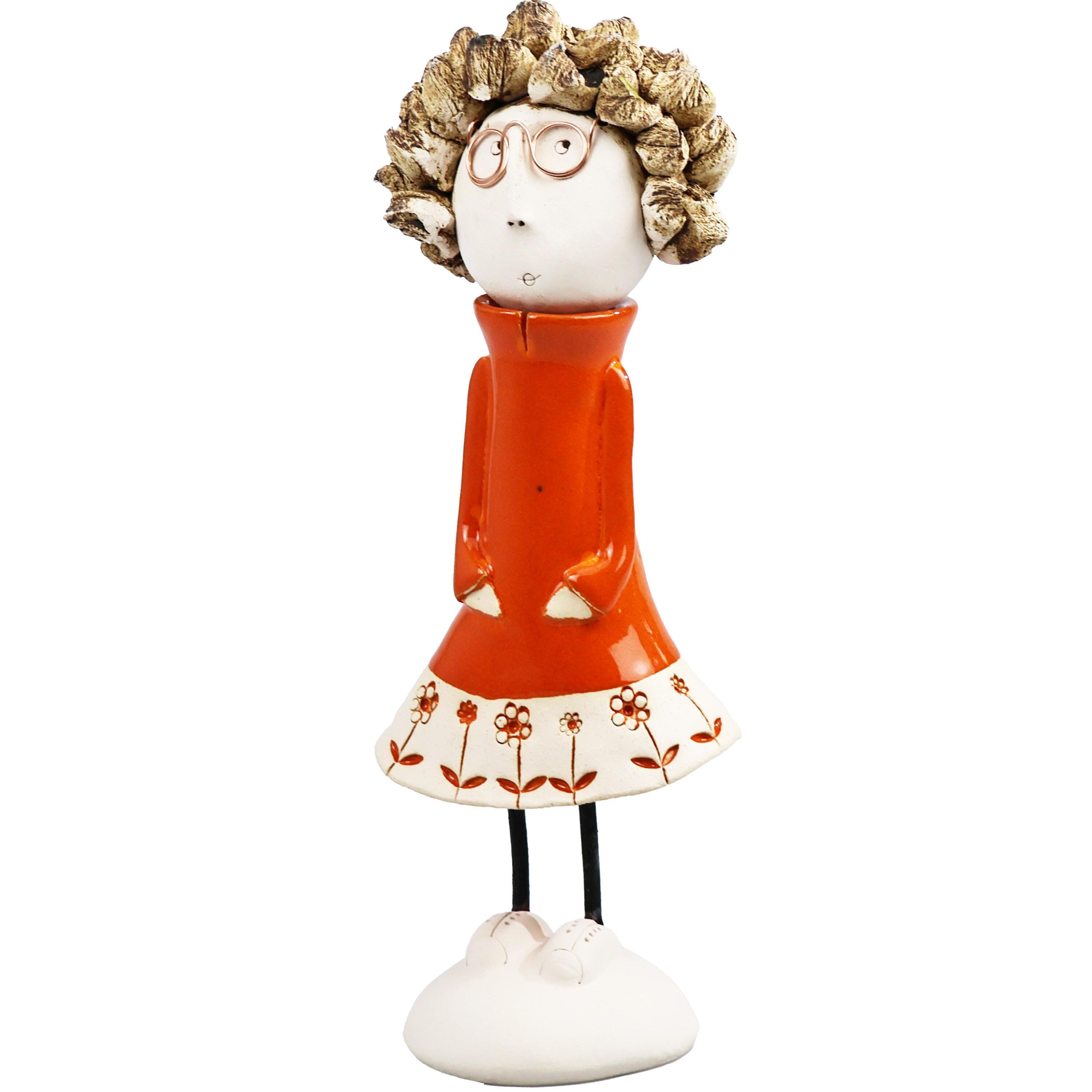 Handmade Ceramic Girl Figurine with Spiky Hair | Couples Home Décor Gift