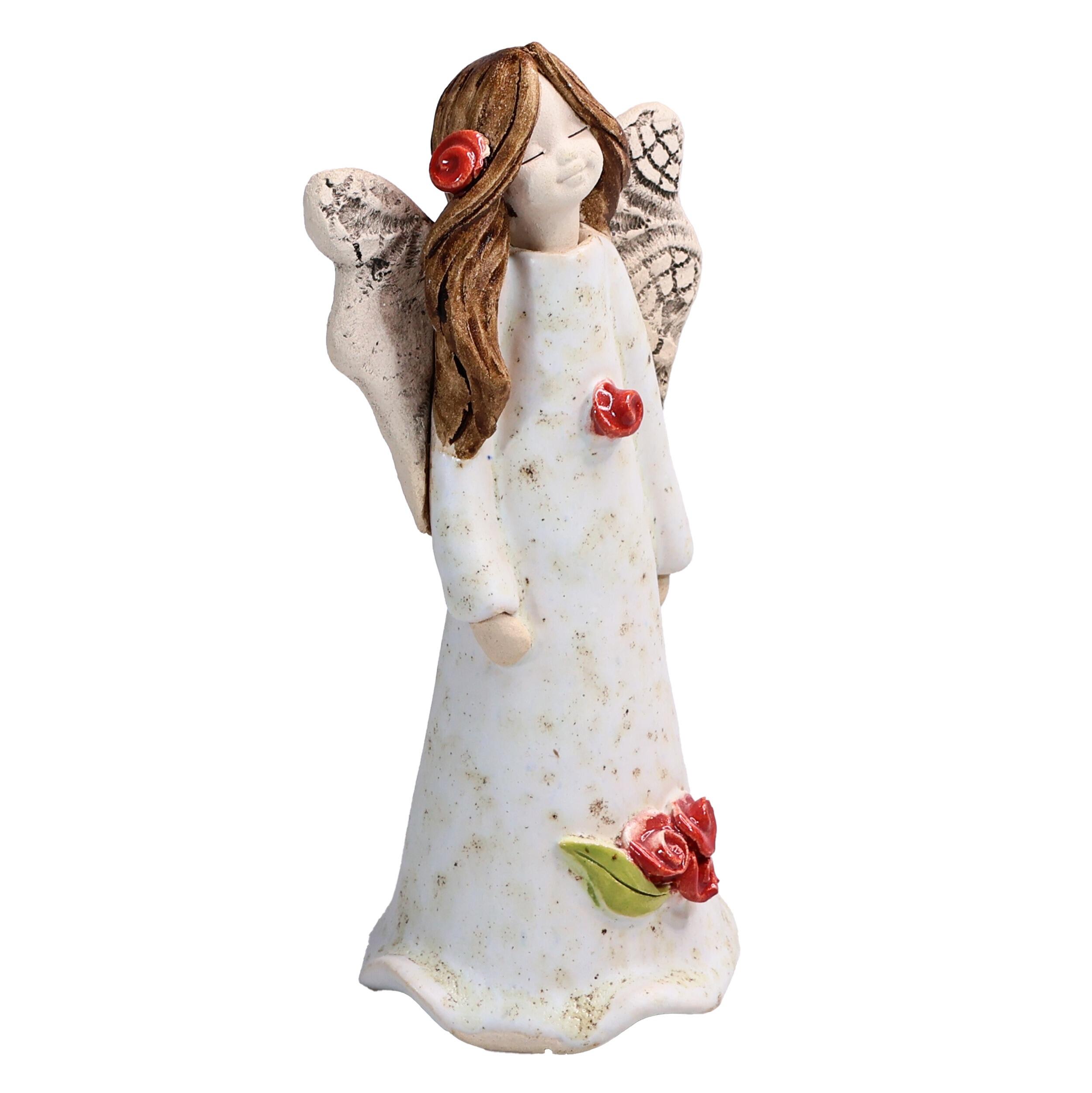 Angel Figurine with Red Roses | Angel of Wellbeing