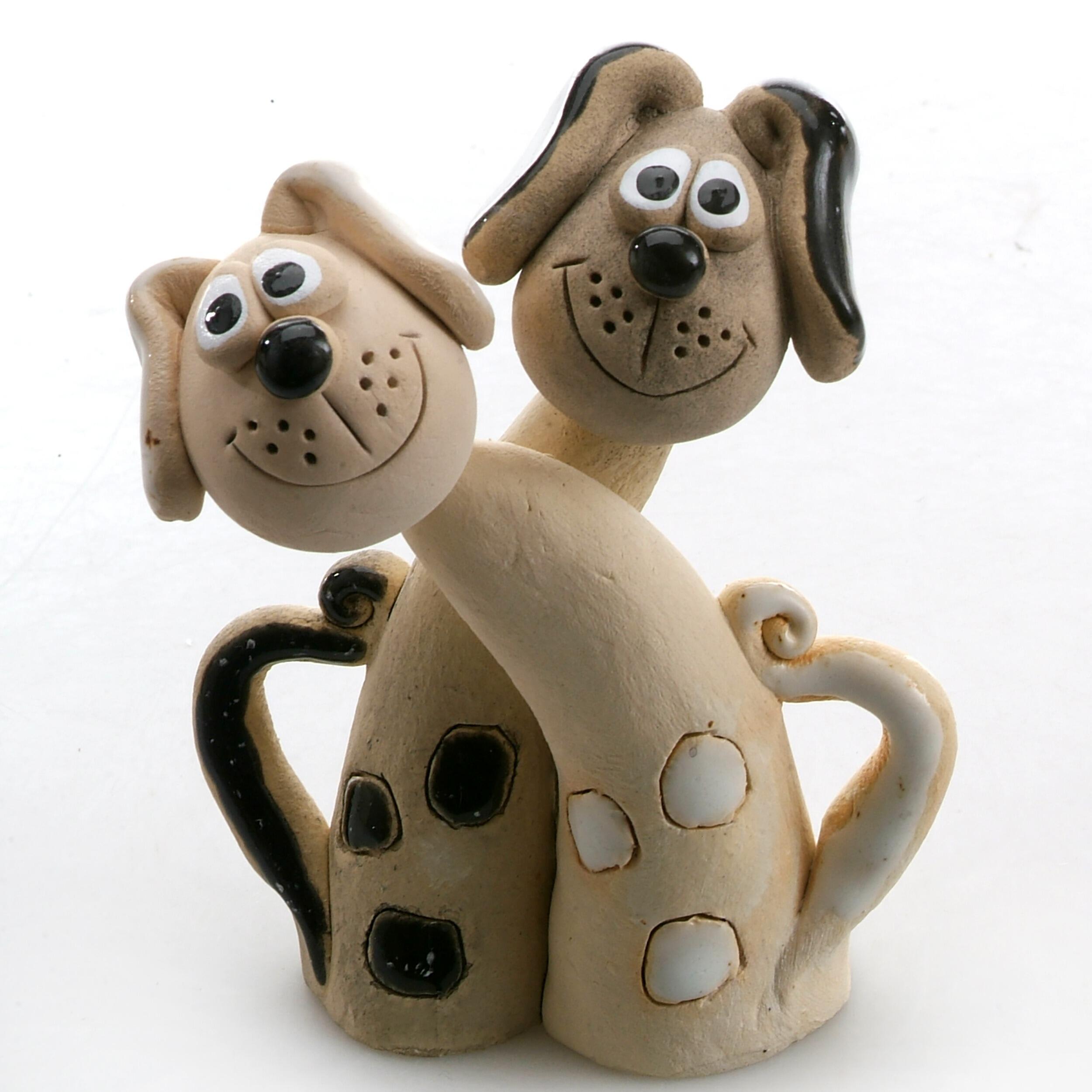 Forever Friends Spotted Dog Pair Ceramic Figurine | Handmade Gift