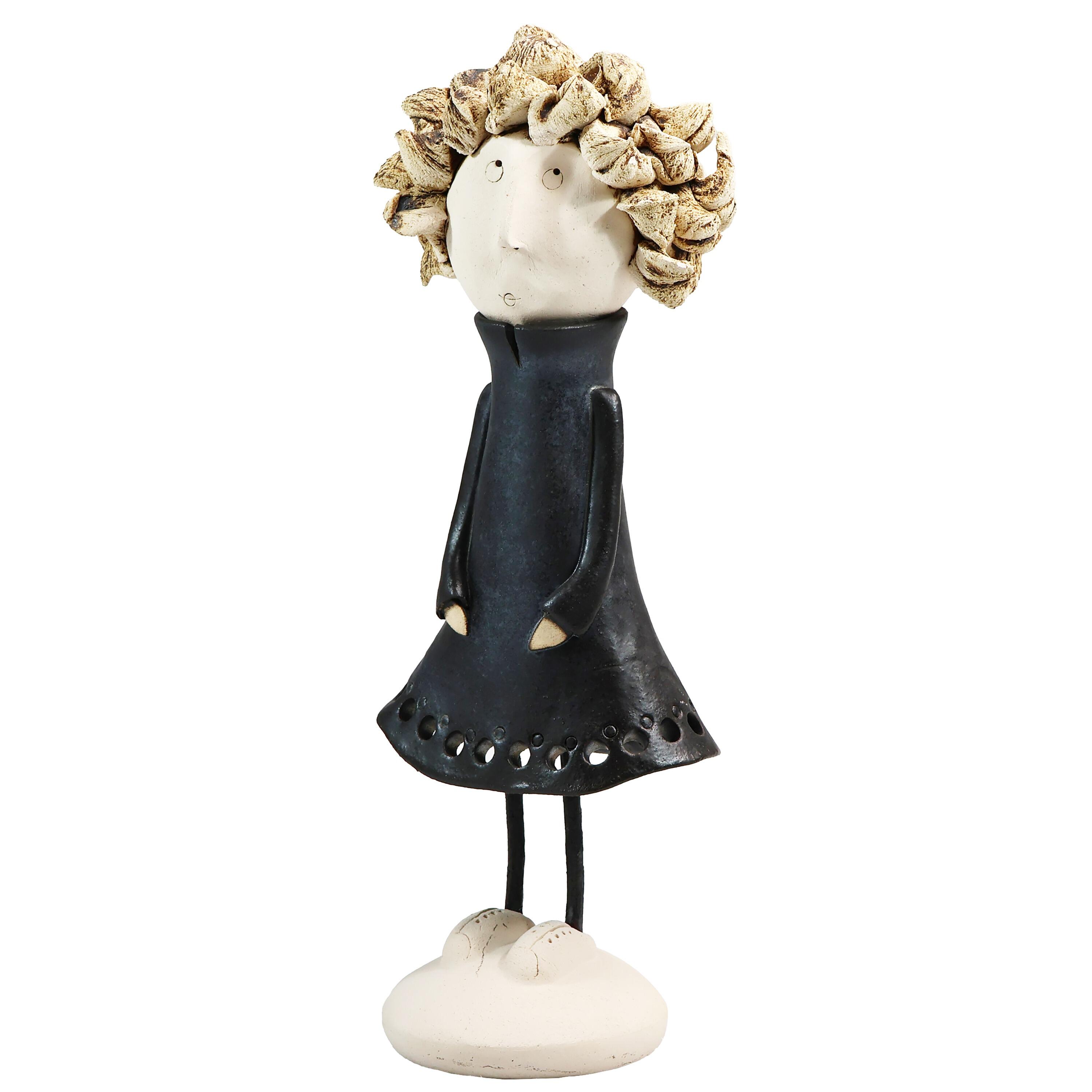 Handmade Ceramic Girl Figurine with Spiky Hair | Couples Home Décor Gift