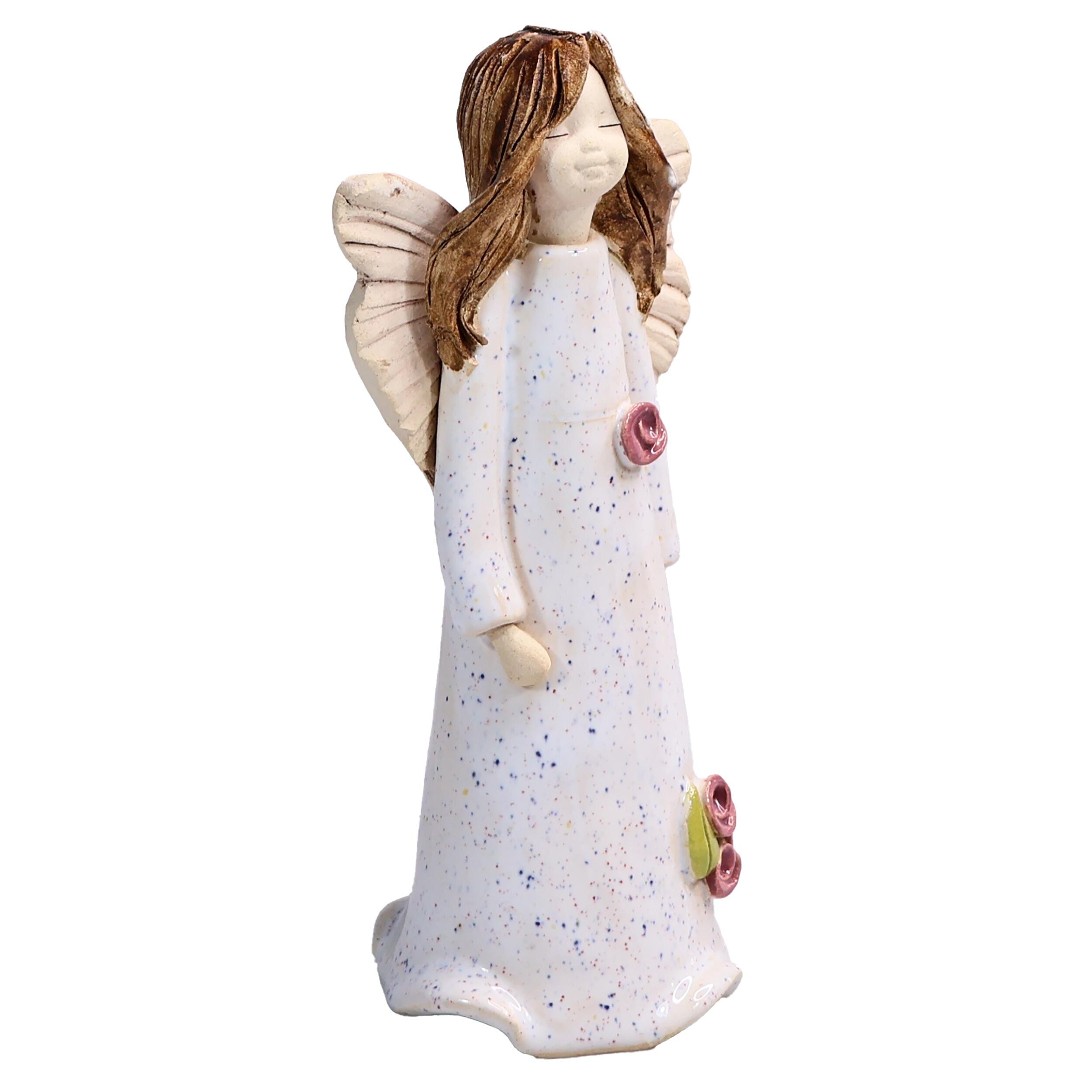 Angel Figurine in White with Roses | Angel of Well-being