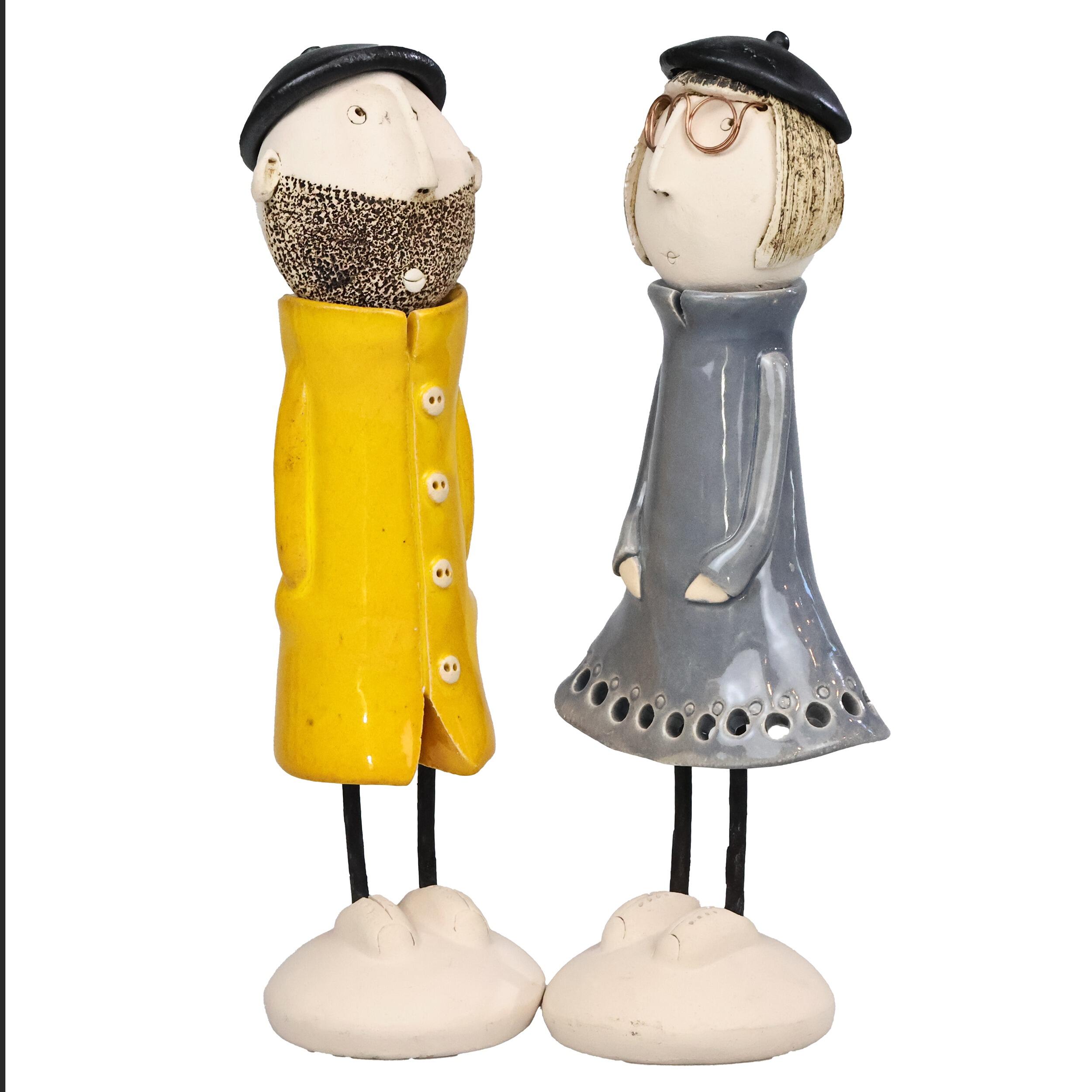 Handmade Ceramic Quirky Couple | Male & Female Figurines Gift