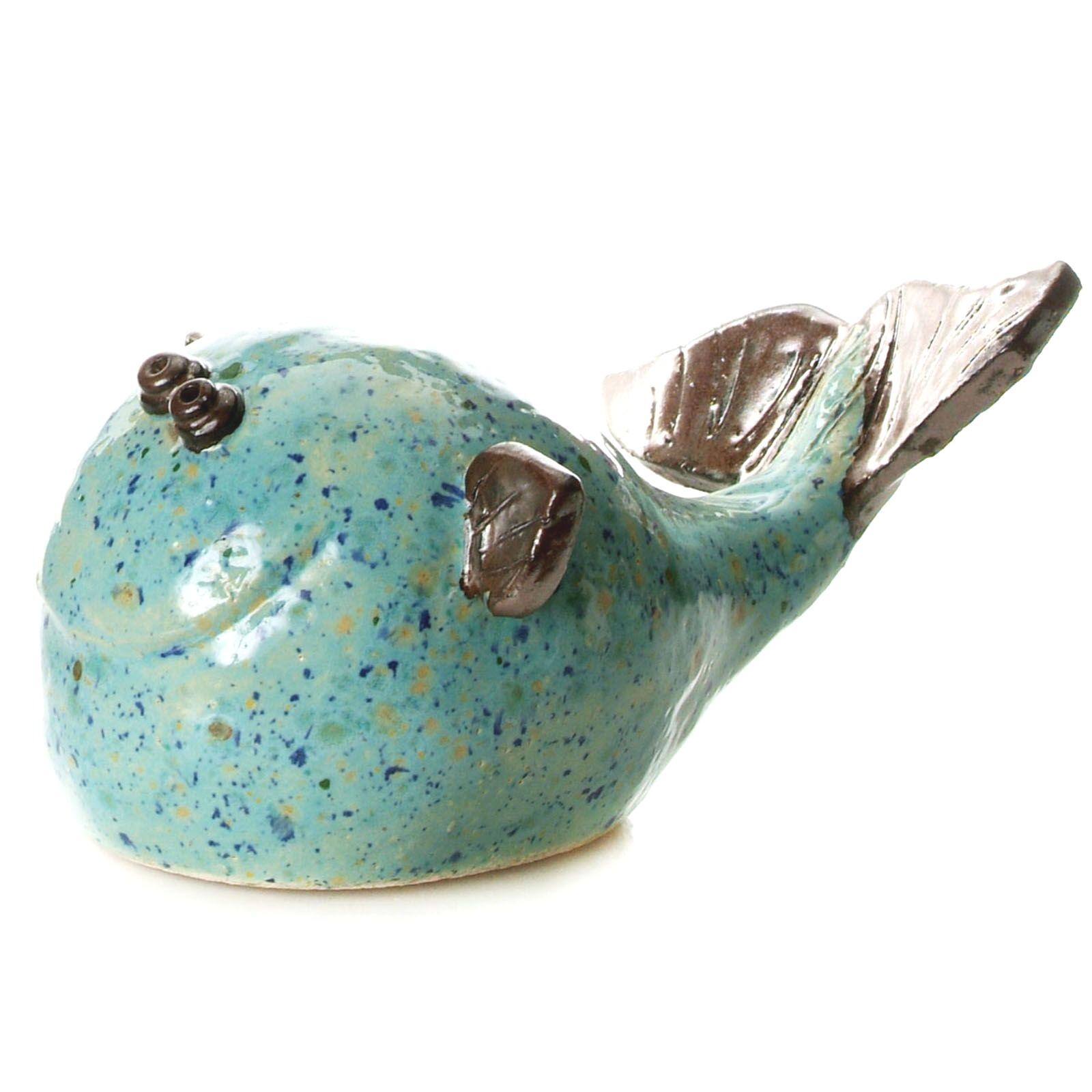 Ceramic Smiling Whale | Quirky Whale Ornament | Mini Coastal Decor | Cute Nautical Pottery Gift