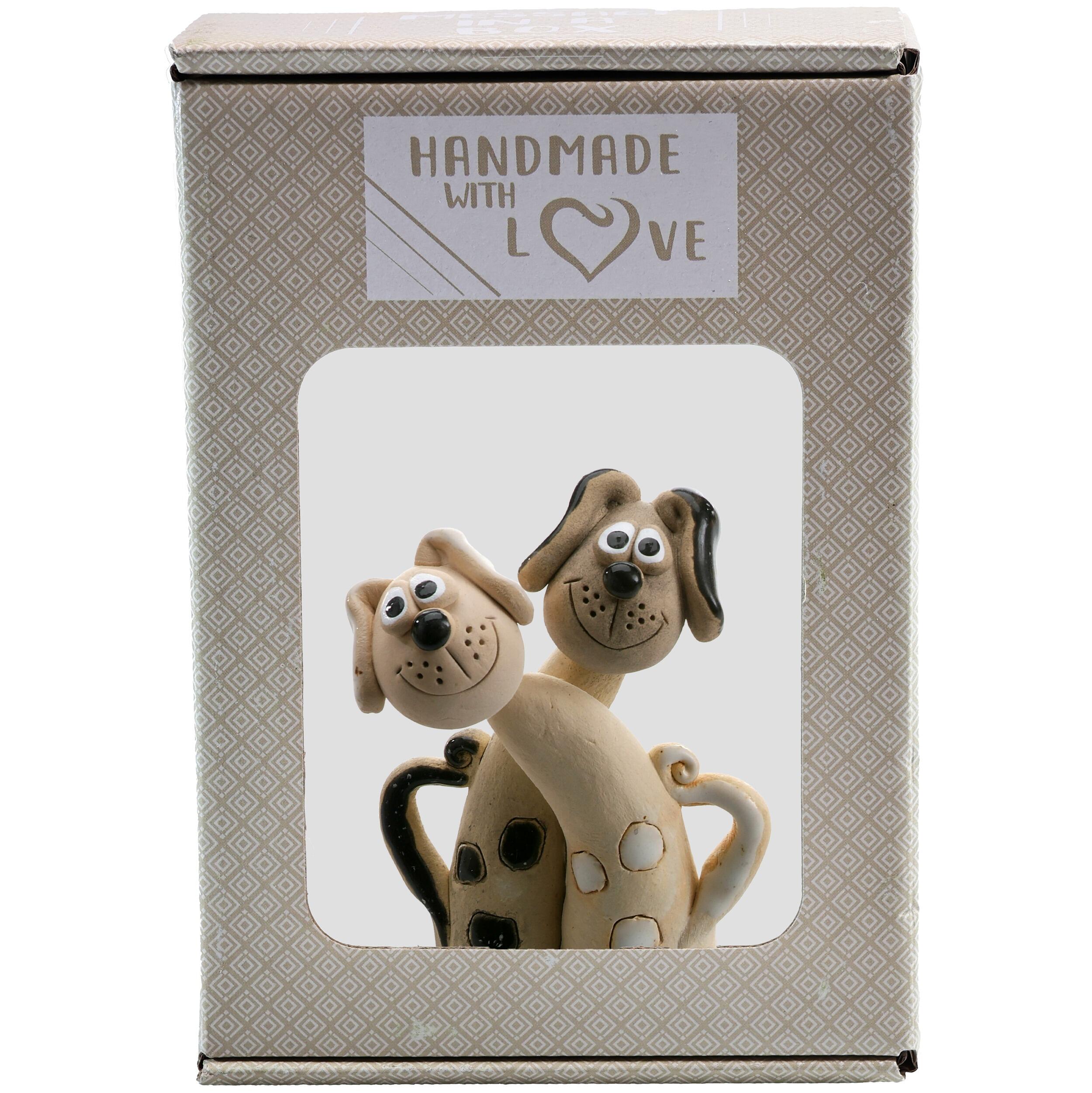Forever Friends Spotted Dog Pair Ceramic Figurine | Handmade Gift