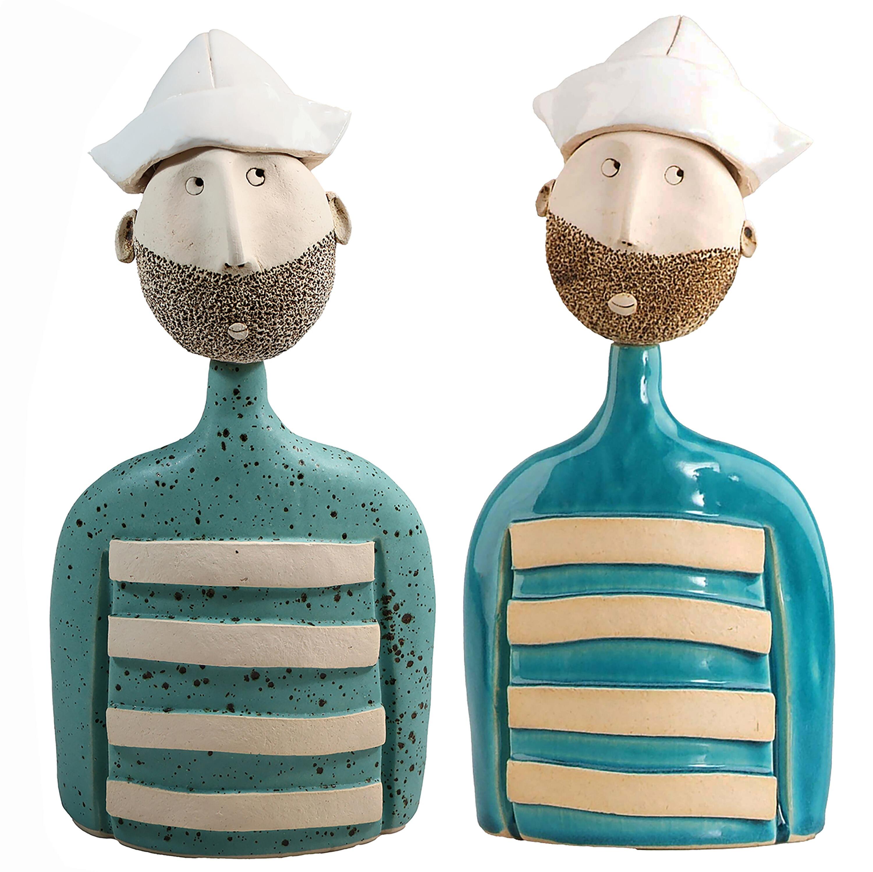Handmade Ceramic Sailor Bust Sculpture – Nautical Coastal Decor, Artisan Pottery Figure, Maritime Home Ornament