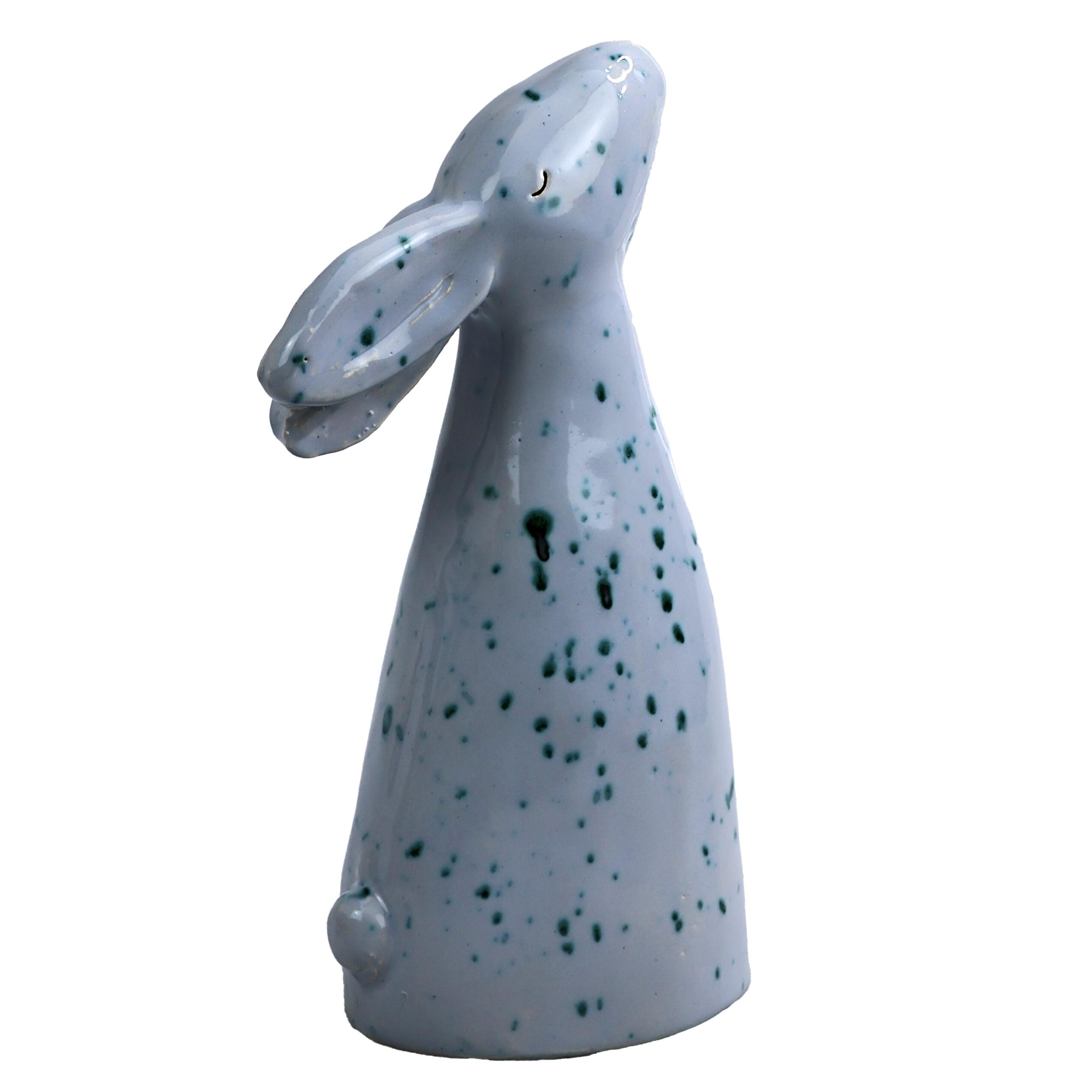 Handmade ceramic dreaming rabbit in a variety of quirky artistic glazes. Unique, charming décor and a perfect gift.