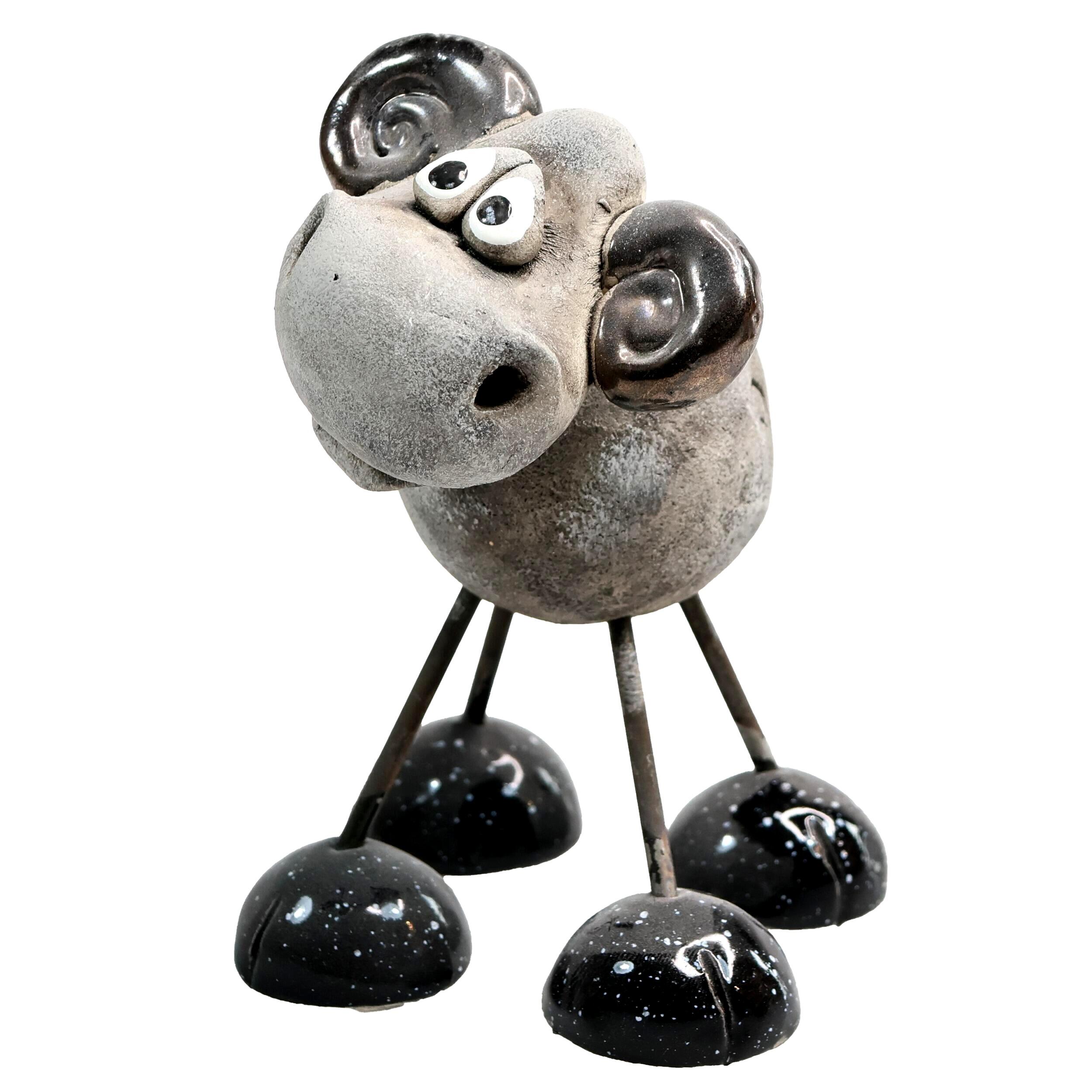 Handmade Ceramic Ram on Wire Legs - Gift Box Included