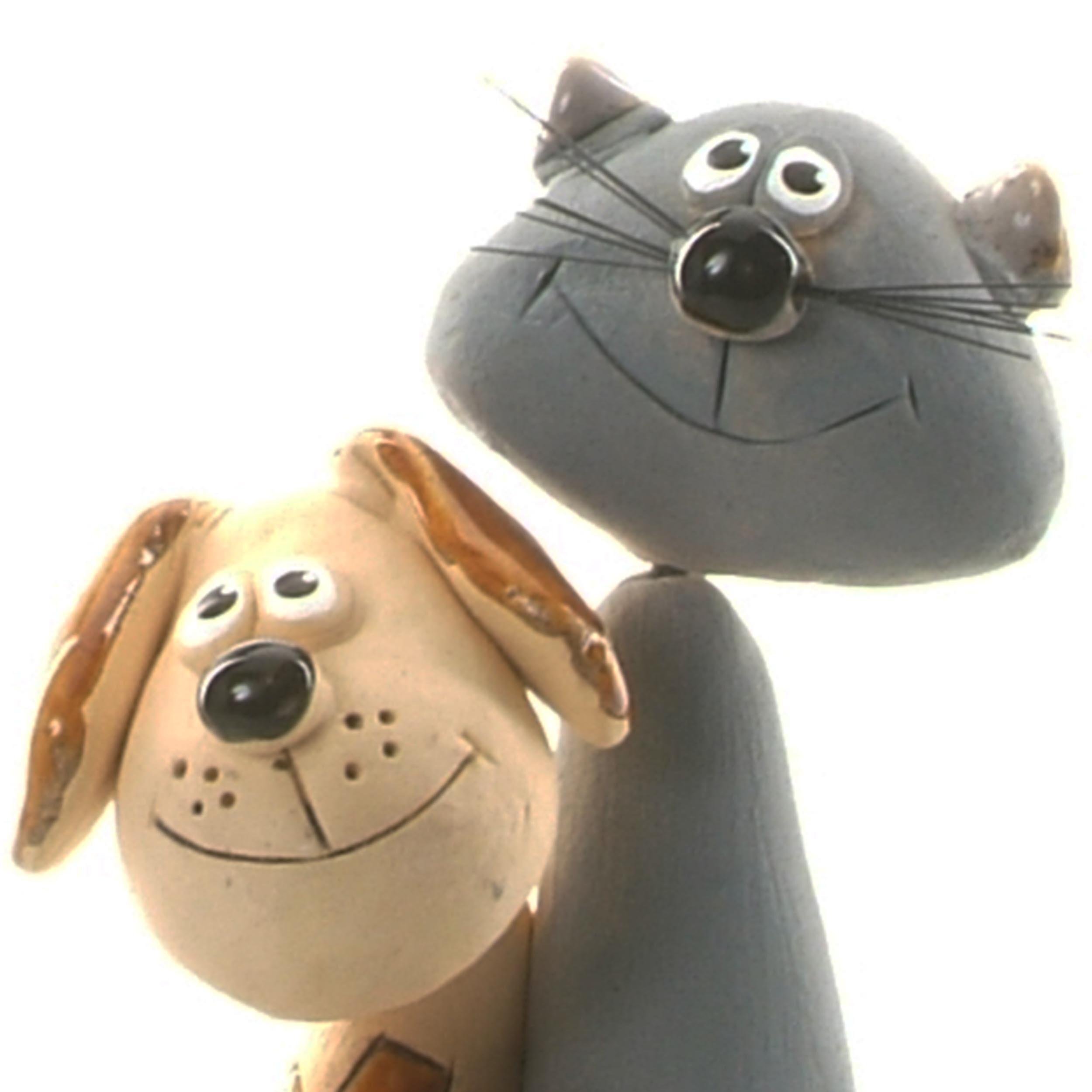 Magical Cat and Dog Pair with Red Heart | Handmade Gift