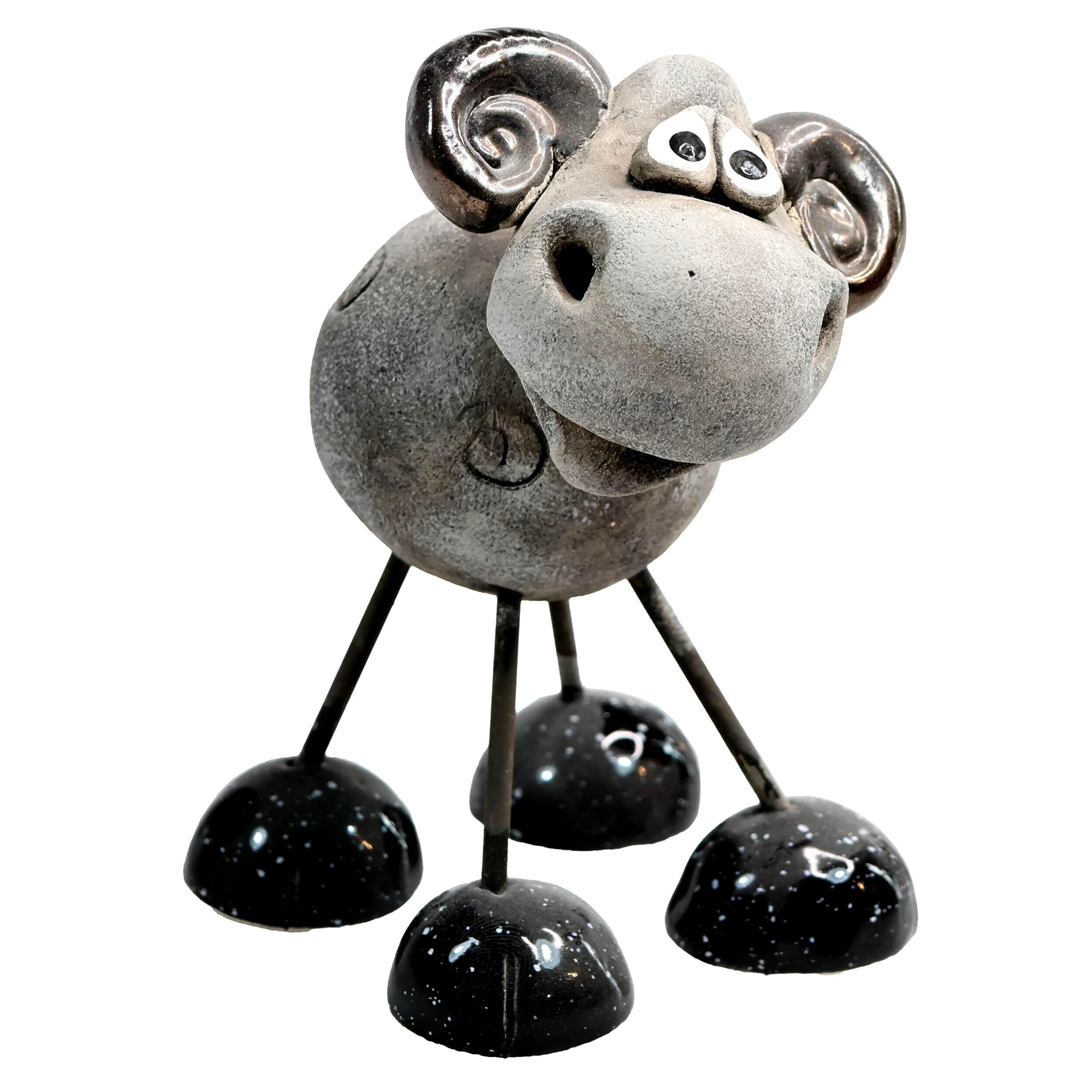 Handmade Ceramic Ram on Wire Legs - Gift Box Included
