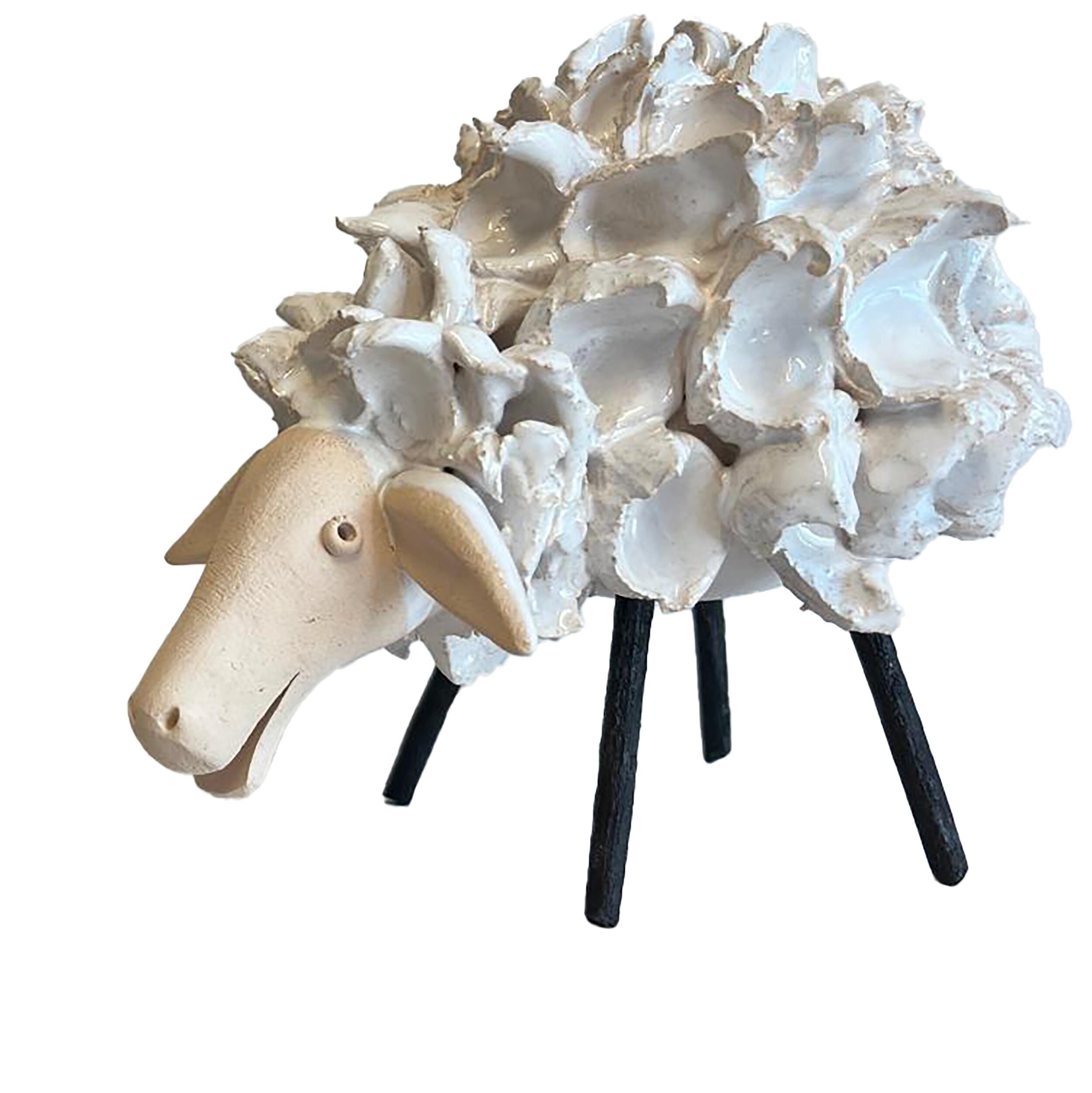 Fluffy Sheep Figurine with Wire Legs | Various Colours