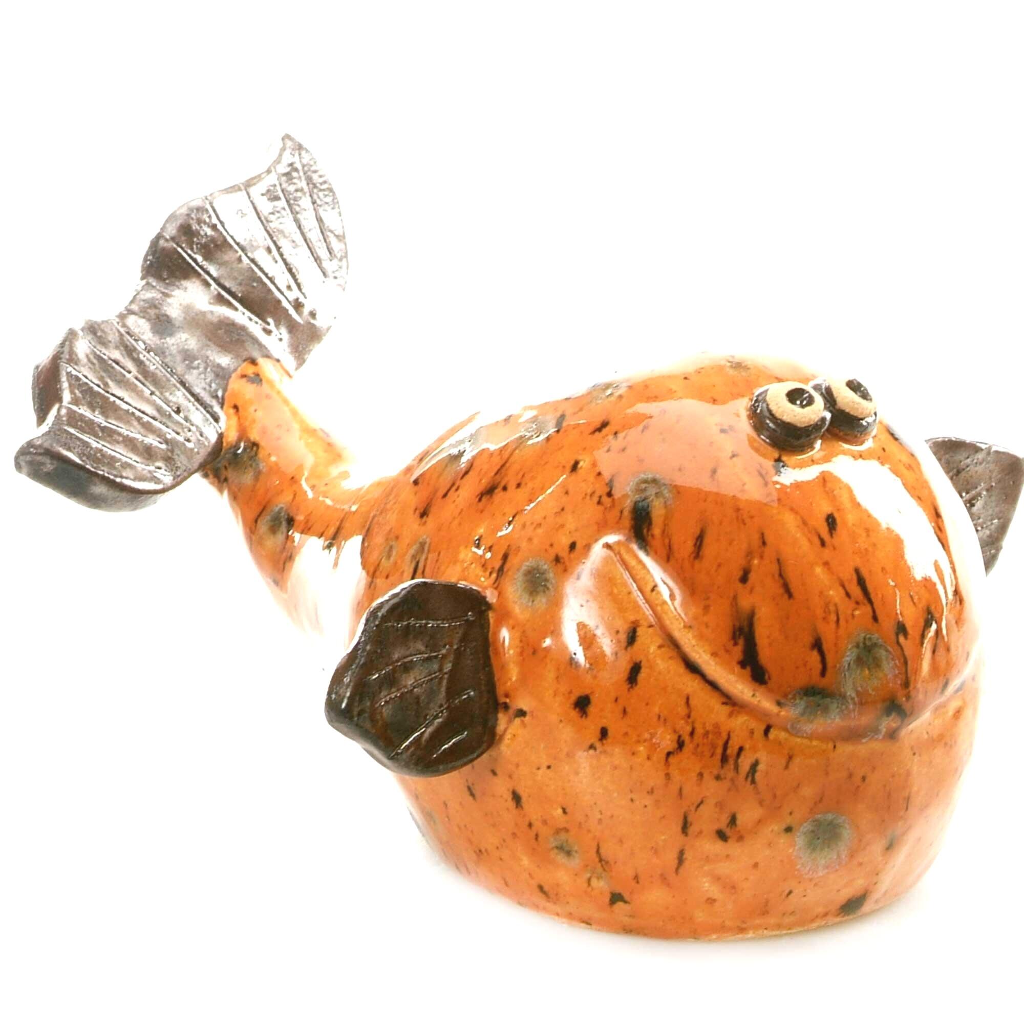 Ceramic Smiling Whale | Quirky Whale Ornament | Mini Coastal Decor | Cute Nautical Pottery Gift