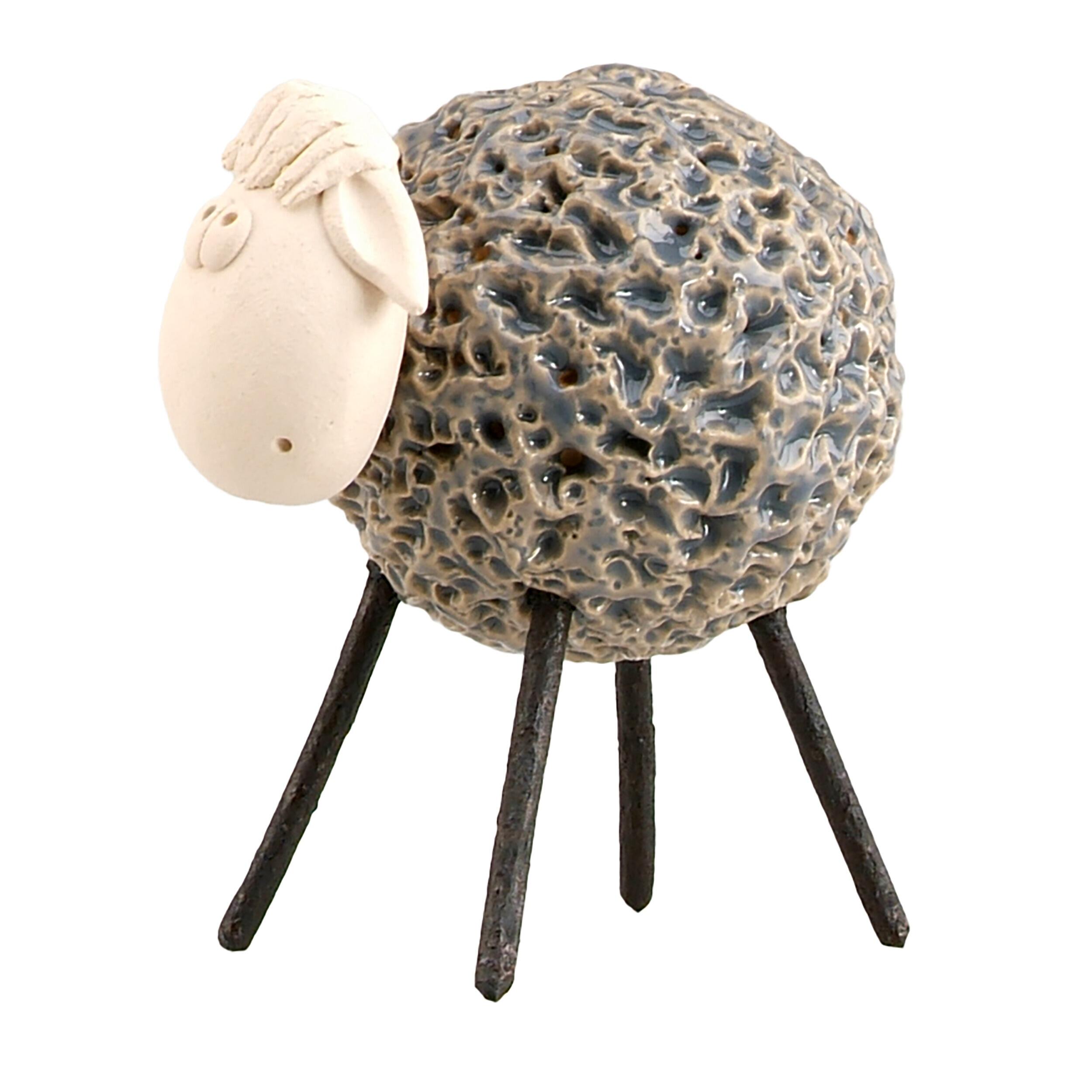 Handmade Woolly Sheep Ceramic Figurine - A fusion of artistry and elegance. Crafted from premium ceramic and metal, featuring charming wire legs. Elevate your decor with this unique creation.