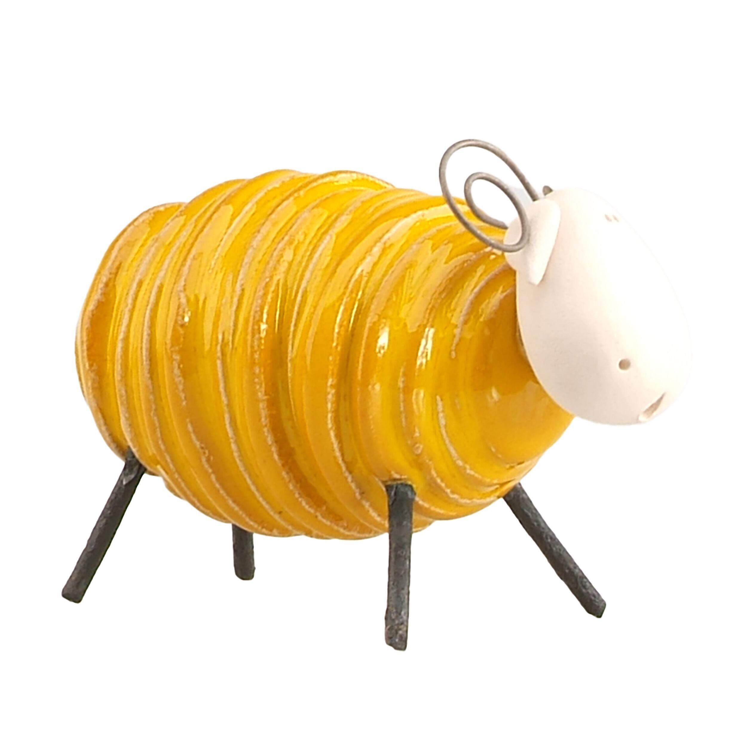 Handmade Ceramic Sheared Ram with Wire Legs and Horns Figurine | 6 Colours