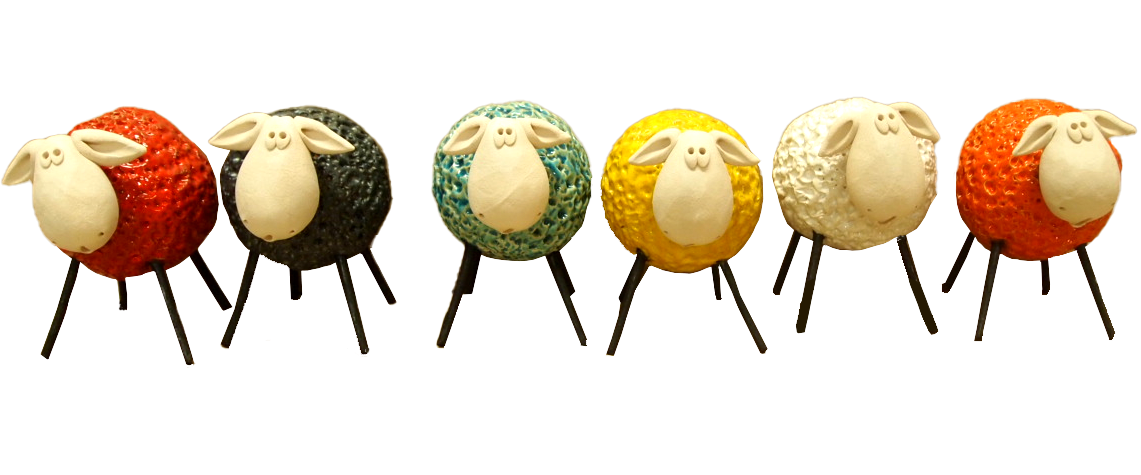 Handmade Woolly Sheep Ceramic Figurine - A fusion of artistry and elegance. Crafted from premium ceramic and metal, featuring charming wire legs. Elevate your decor with this unique creation.