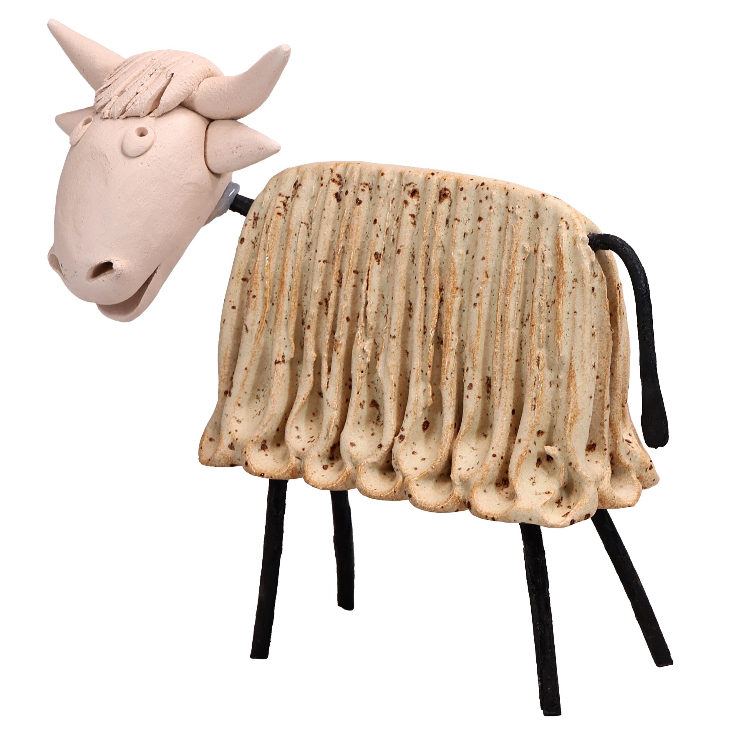 Handmade Ceramic Highland Cow Statue in Various Colours