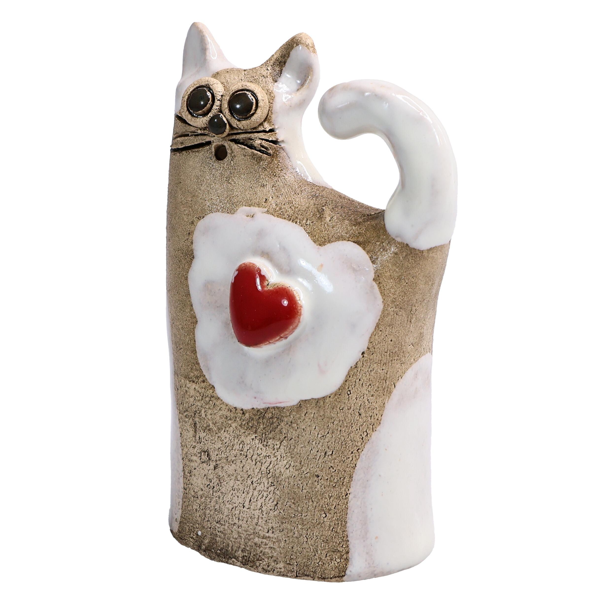 Love Cat Figurine with Heart | Various Colours