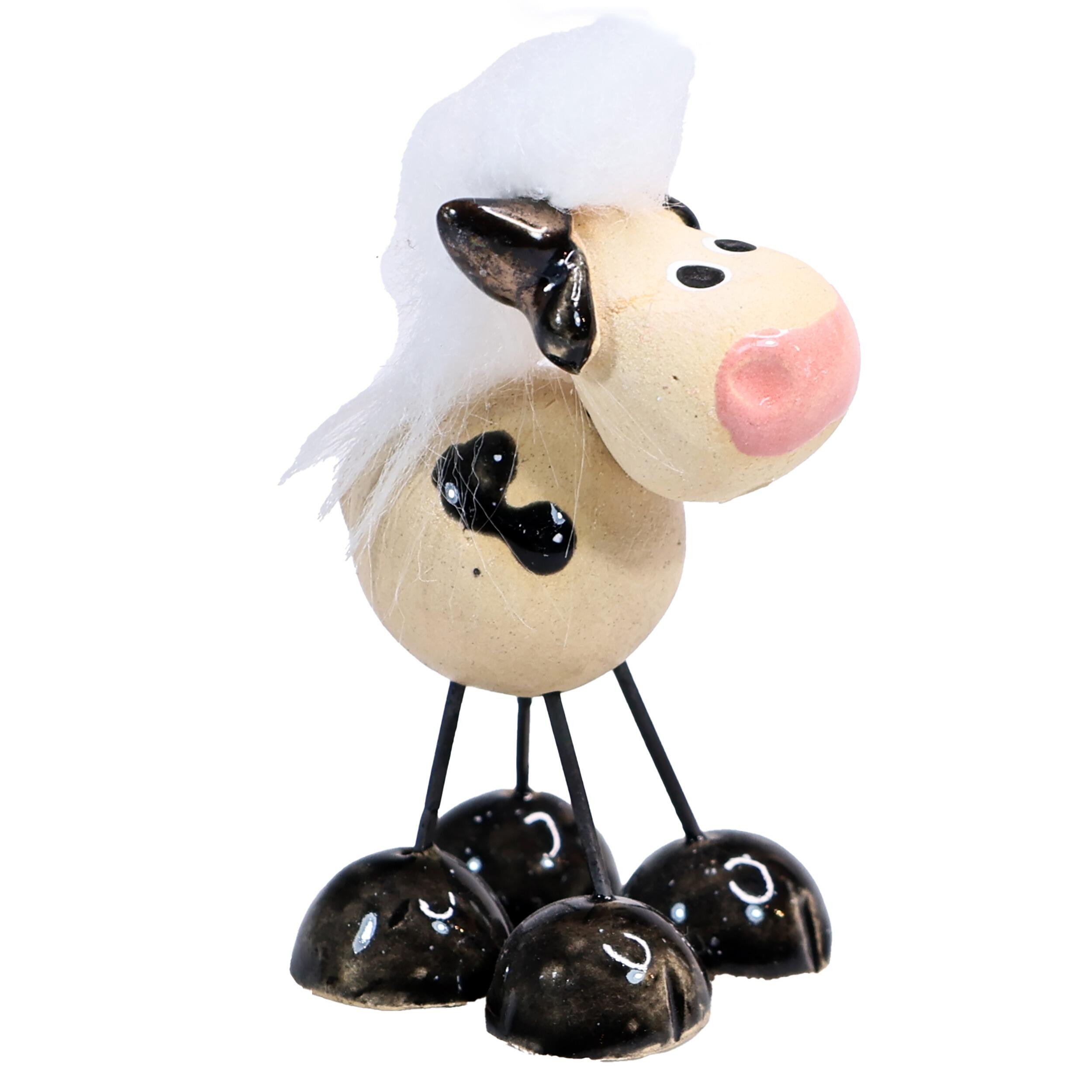 Quirky Handmade Ceramic Mini Cows with Wire Legs