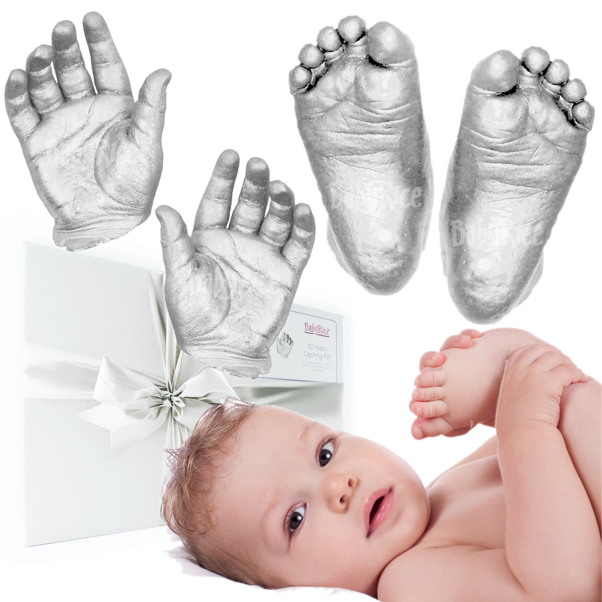 Momspresent Baby Hand Print and Foot Print Deluxe Casting kit with White Frame10 