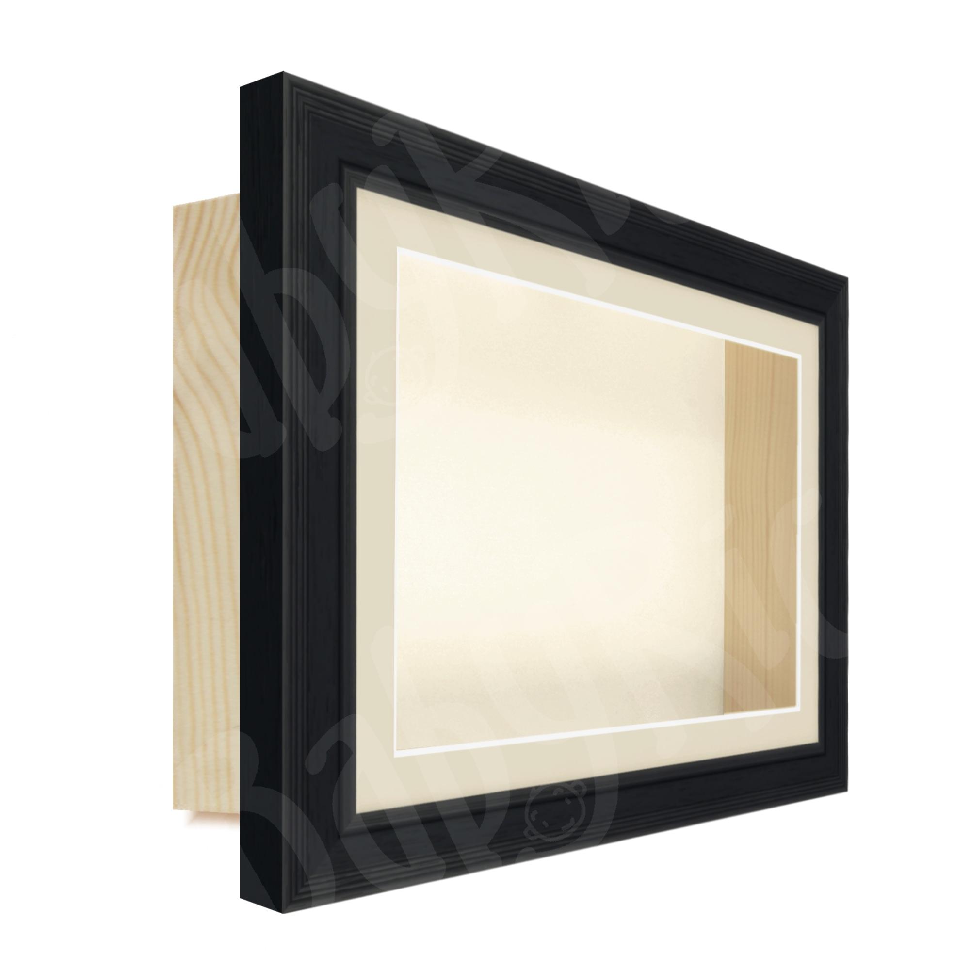 Black Scoop Woodgrain Deep Photo Box Display Frame