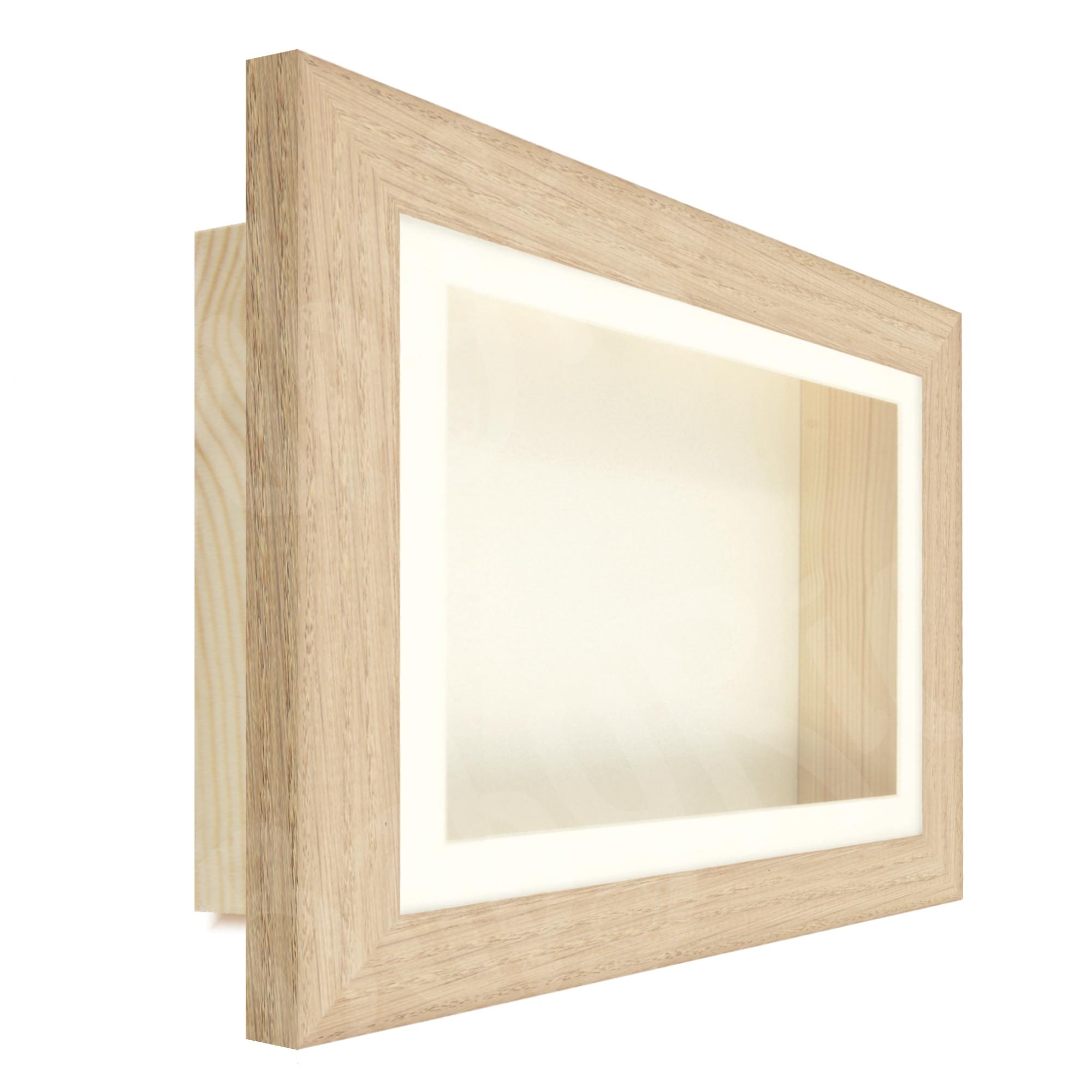 Solid Oak Wood Box Display Frame Cream Inserts