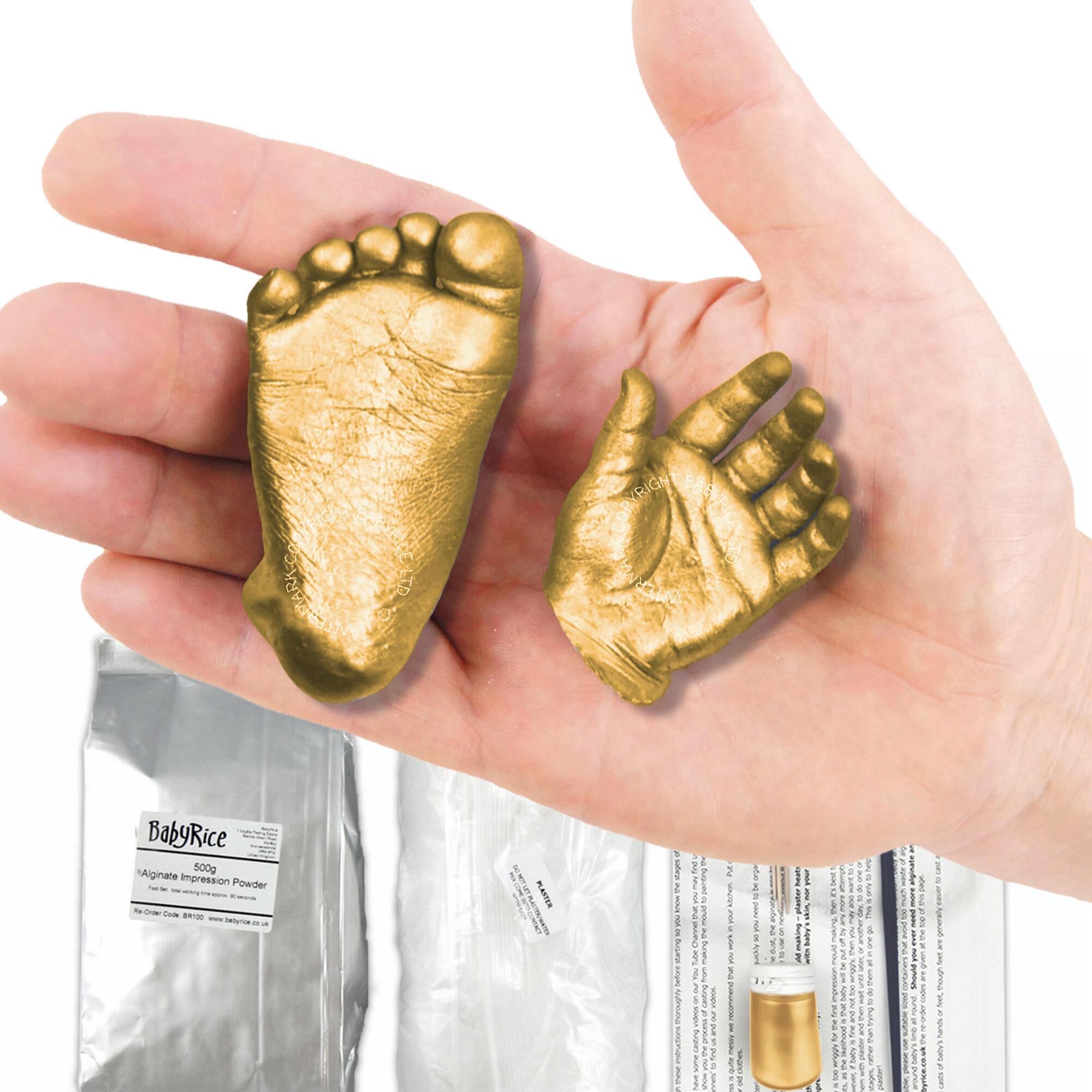 metallic gold baby hand foot 3d casts kit set