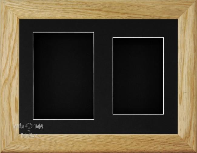 11.5x8.5" Solid Oak Wood 3D Display Frame 2 Hole Black Mount Black Back