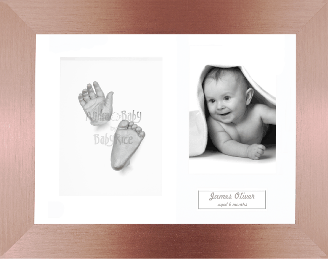 Silver Hand Foot Casting 3D Casts with Bronze Photo Display Frame