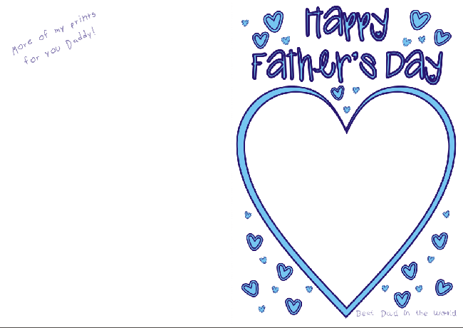 Template of first Fathers Day Card to be filled in