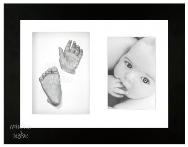 Momspresent Baby Hand Print and Foot Print Deluxe Casting kit with White Frame3 Silver 