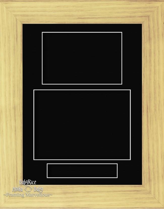 11.5x8.5" Oak Effect 3D Display Frame 3 Hole Black Mount Portrait