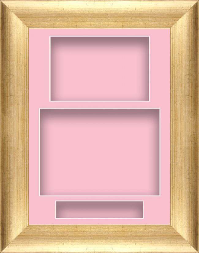 11.5x8.5”Antique Gold Box Display Frame Pink Portrait